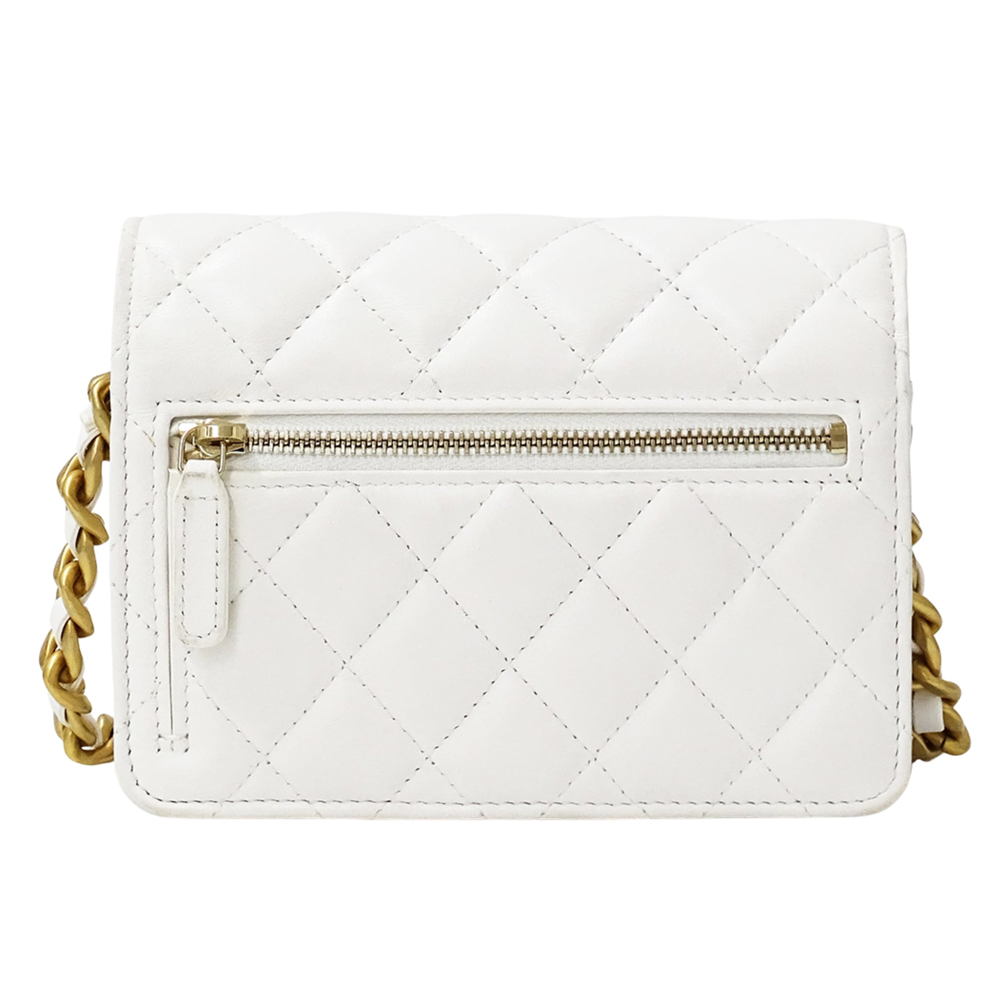 Chanel White Yellow Leather Handbag Shoulder Bag (Pre-Owned)