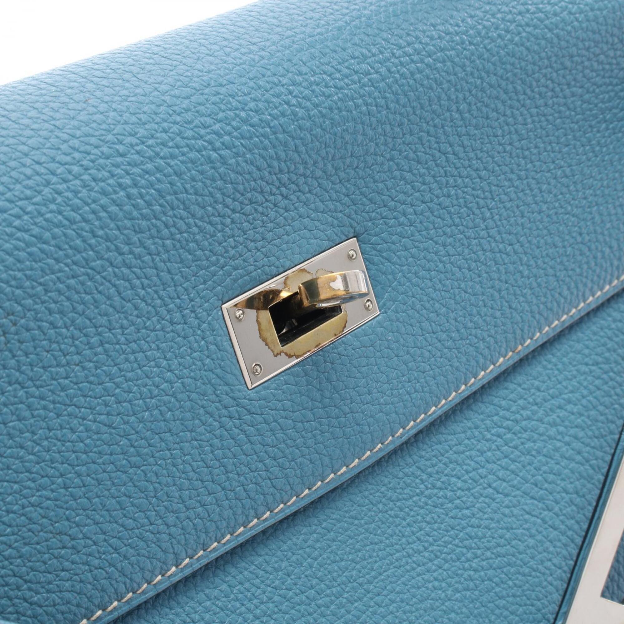 Hermes Blue Blue Jean Togo Leather Handbag (Pre-Owned)