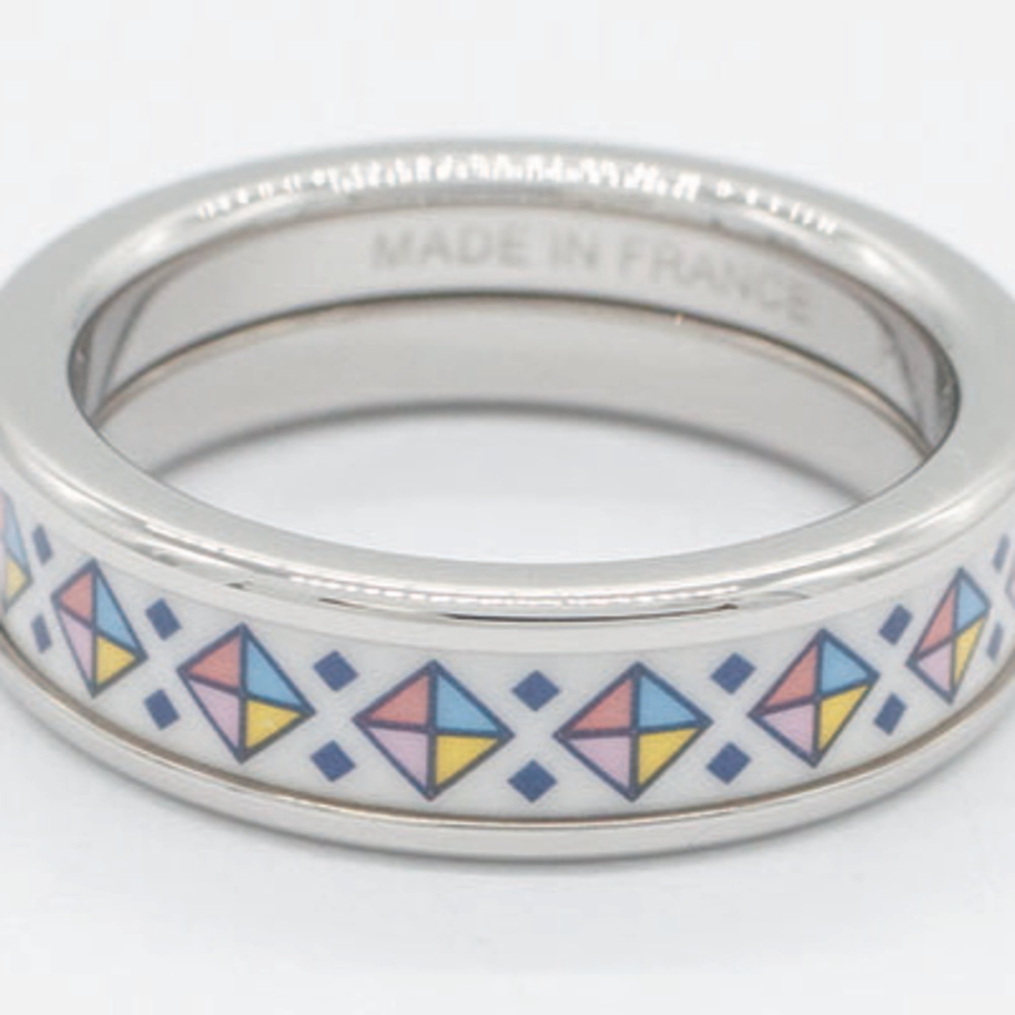 Hermes Collier De Chien White Palladium Band Ring (Pre-Owned)