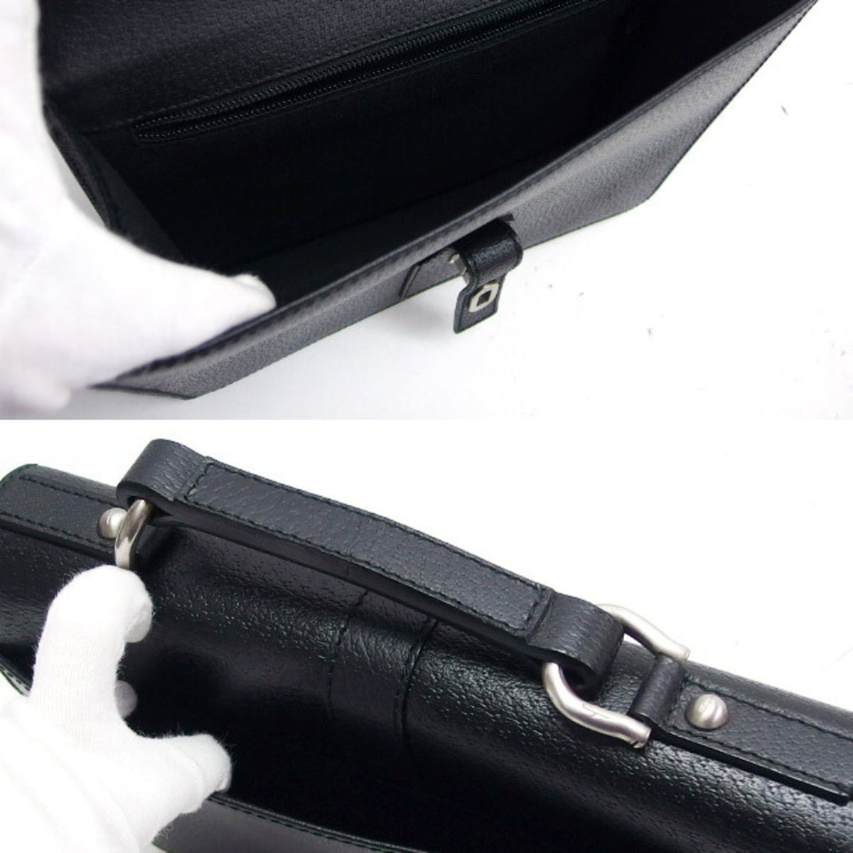 Salvatore Ferragamo Gancini Black Leather Briefcase (Pre-Owned)