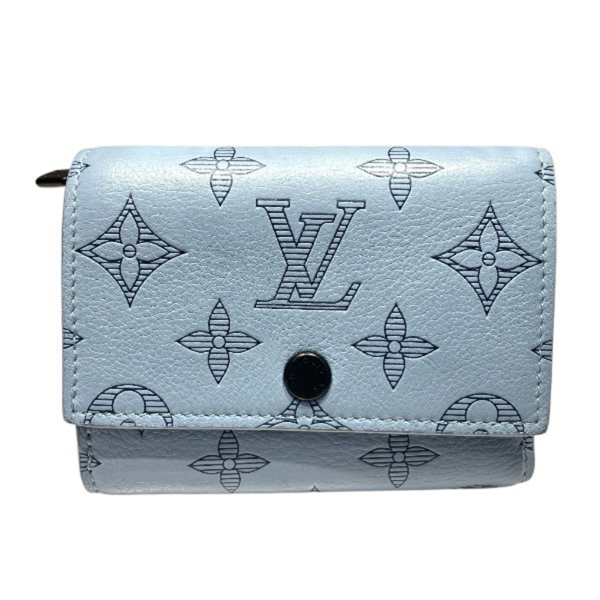 Louis Vuitton Monogram Shadow Blue Leather Wallet (Tri-Fold) (Pre-Owned)