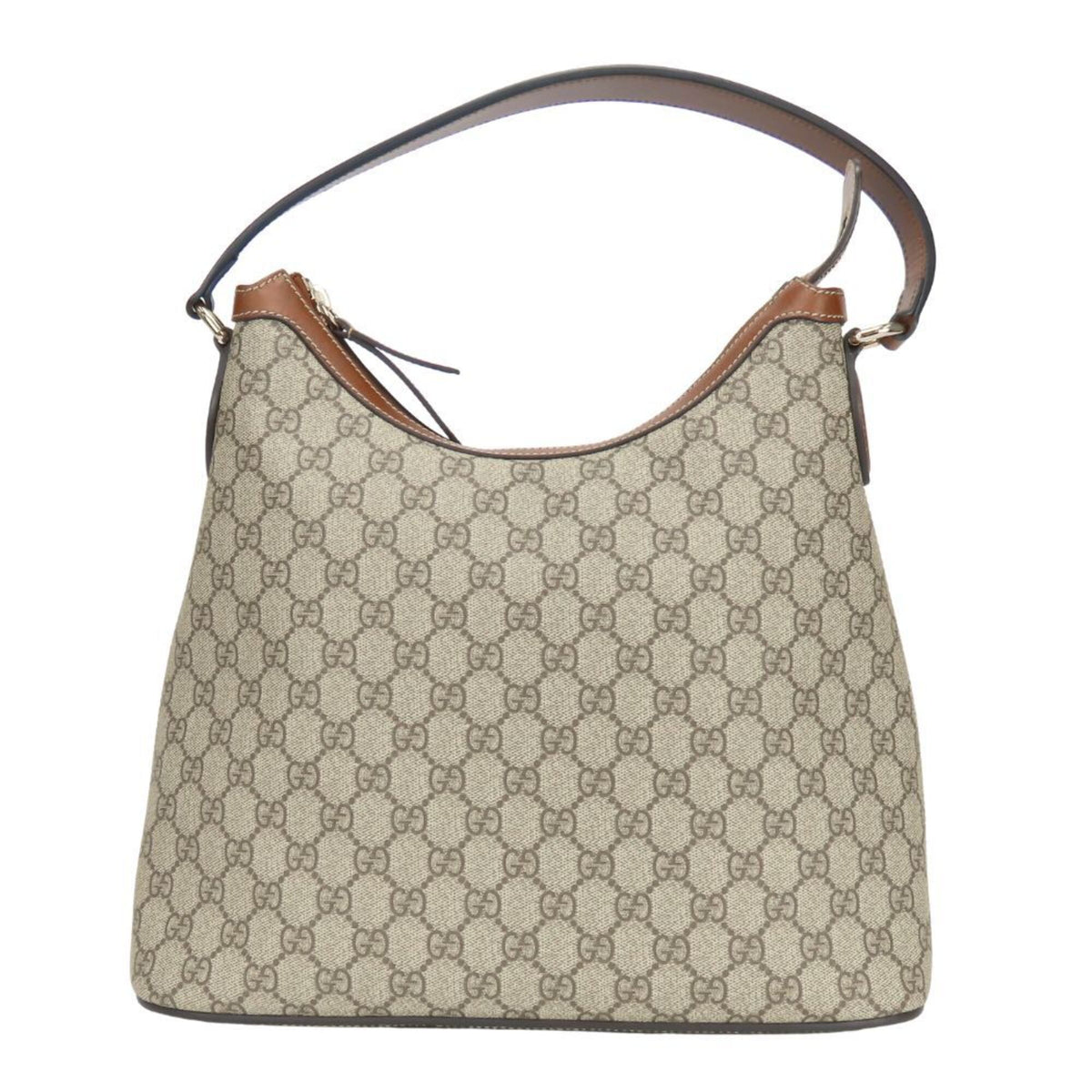 Gucci Beige Brown Gg Supreme Canvas Leather Shoulder Bag (Pre-Owned)