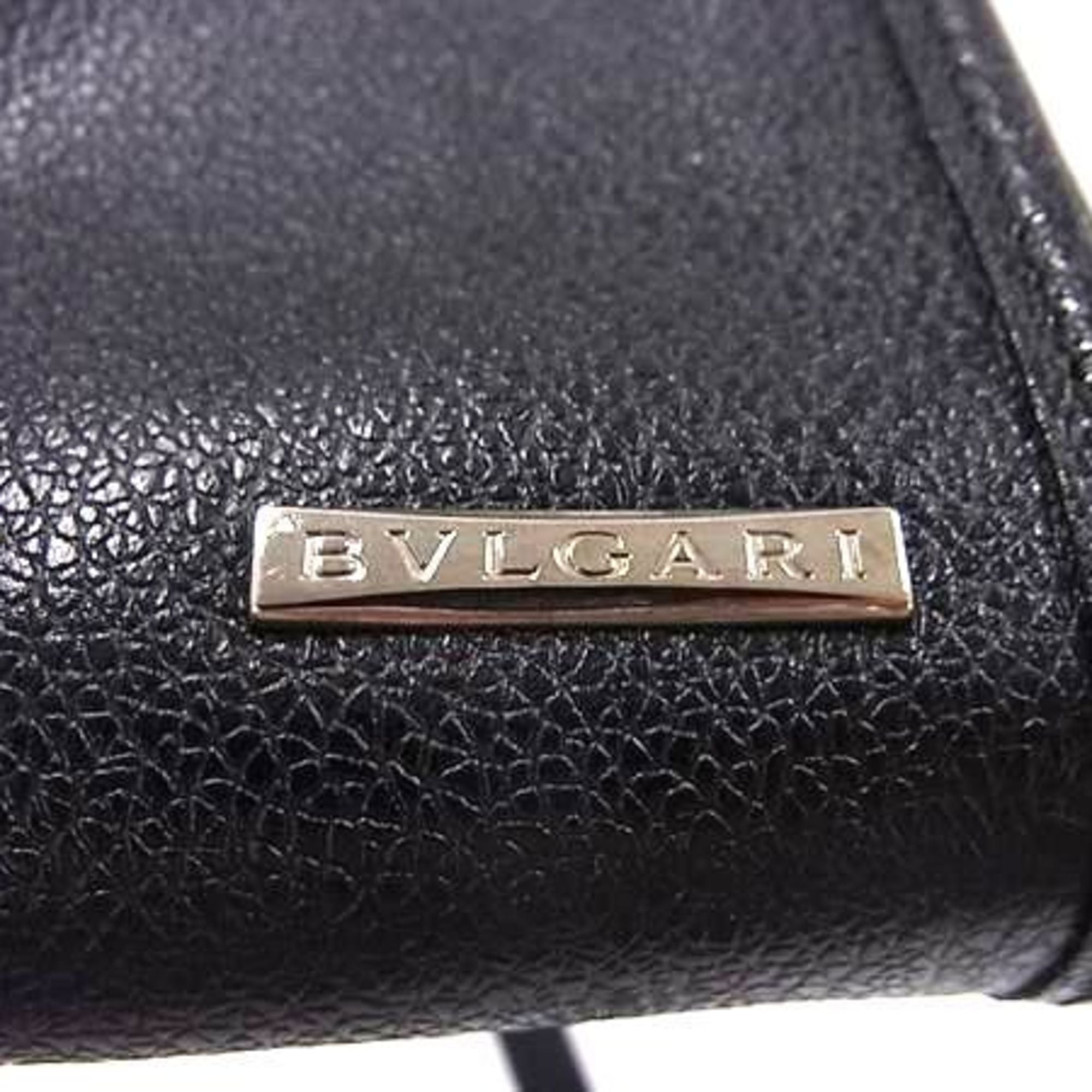 Bvlgari Black Leather Handbag Shoulder Bag Tote Bag (Pre-Owned)