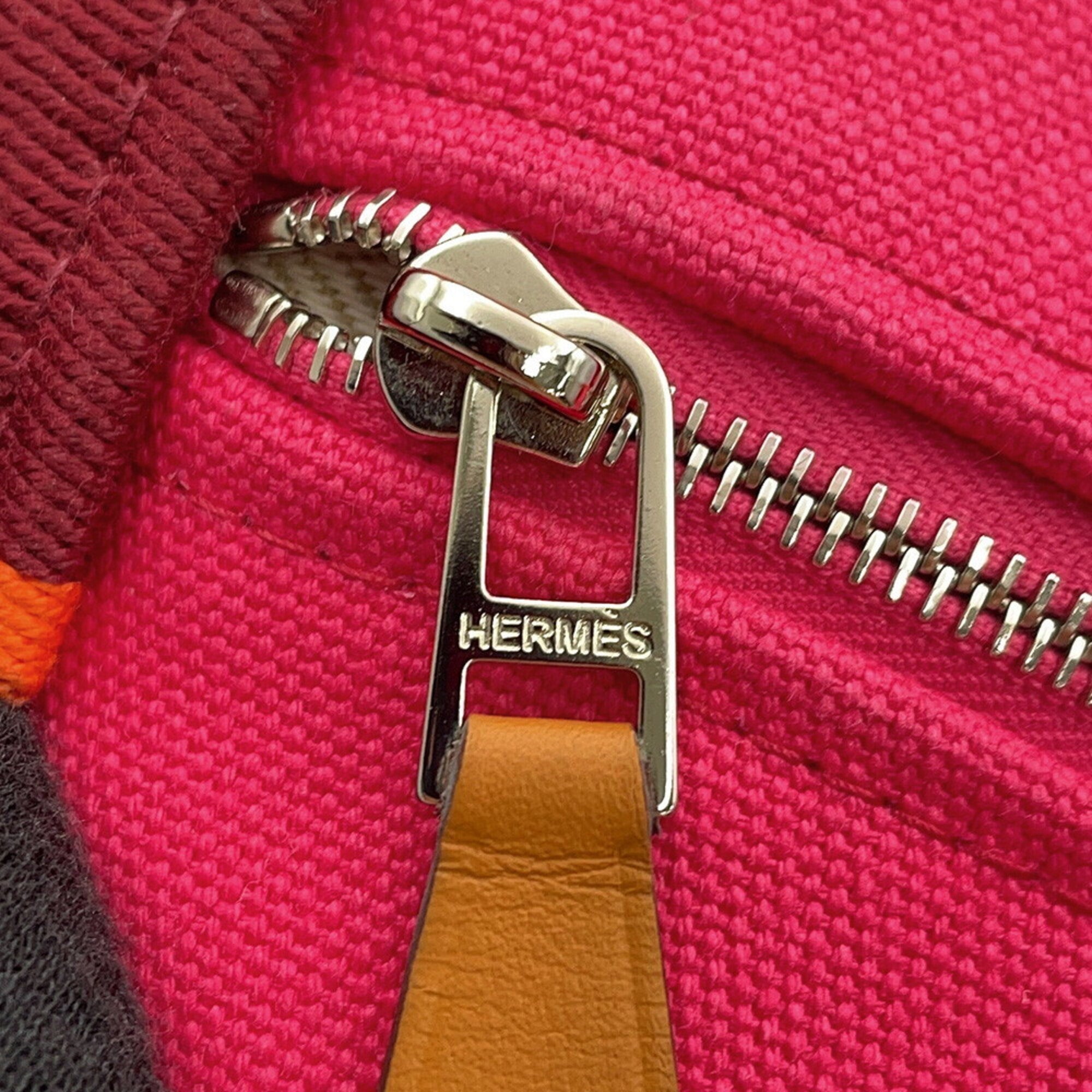 Hermes Red Color Canvas Handbag Pouch (Pre-Owned)