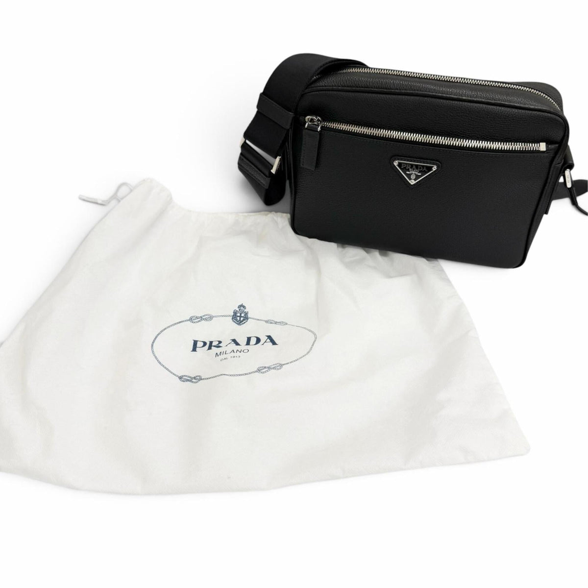 Prada Black Leather Crossbody Bag Shoulder Bag (Pre-Owned)