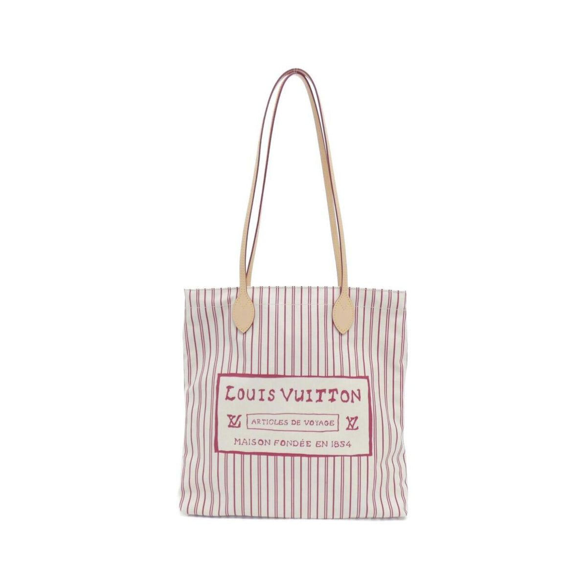 Louis Vuitton Beige Red Color Canvas Handbag (Pre-Owned)