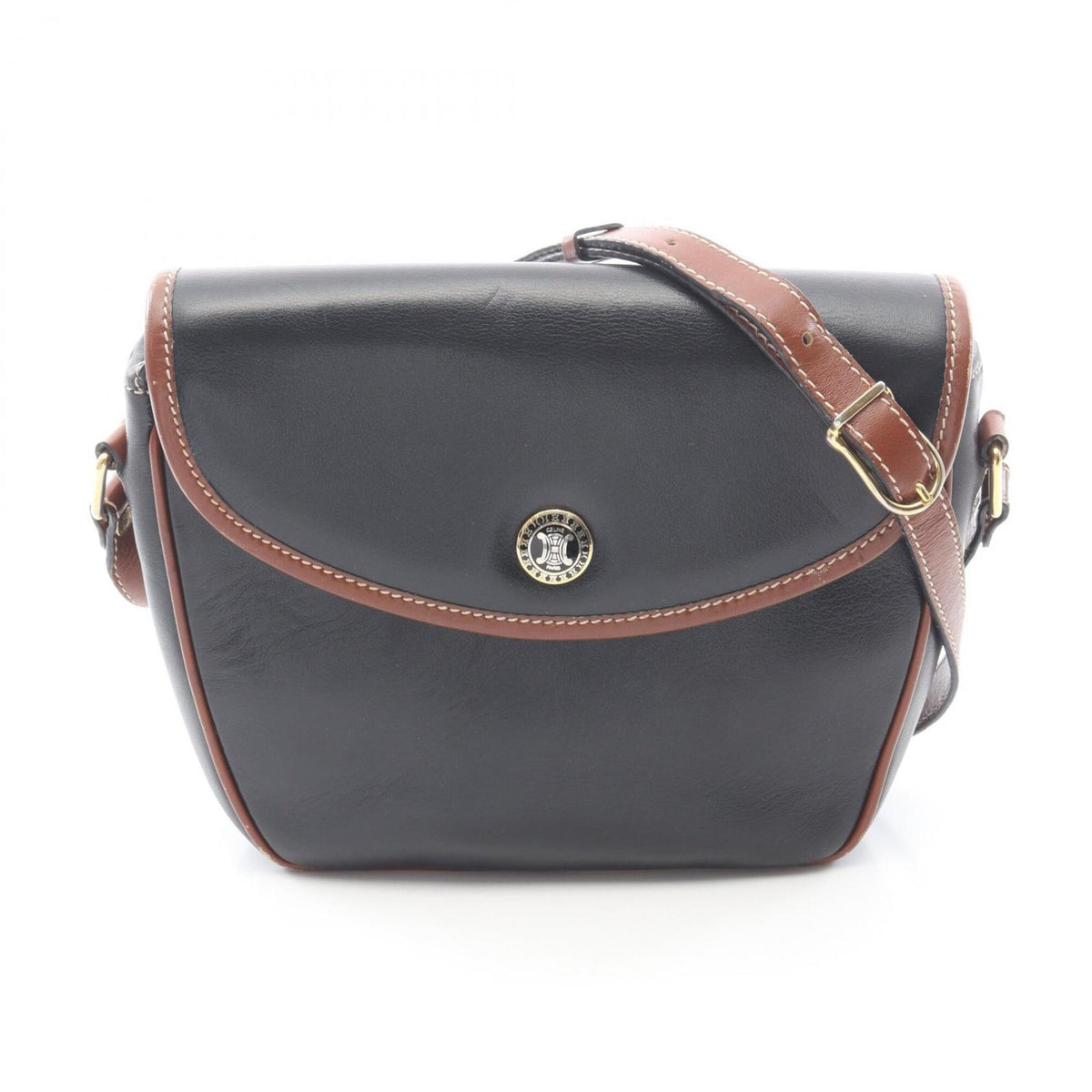 Celine Black Brown Leather Handbag Shoulder Bag (Pre-Owned)