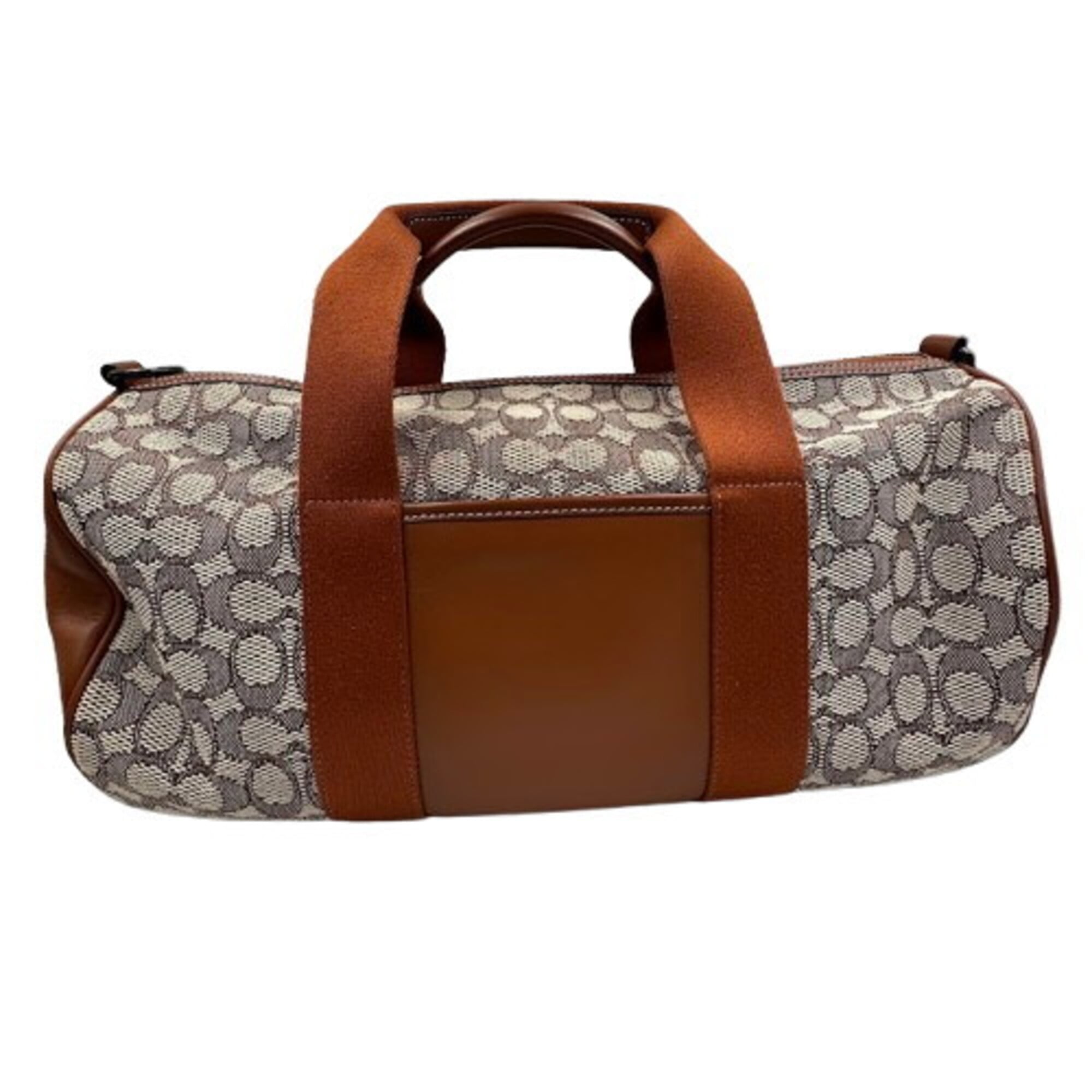Coach Signature Beige Canvas Leather Boston Bag (Pre-Owned)