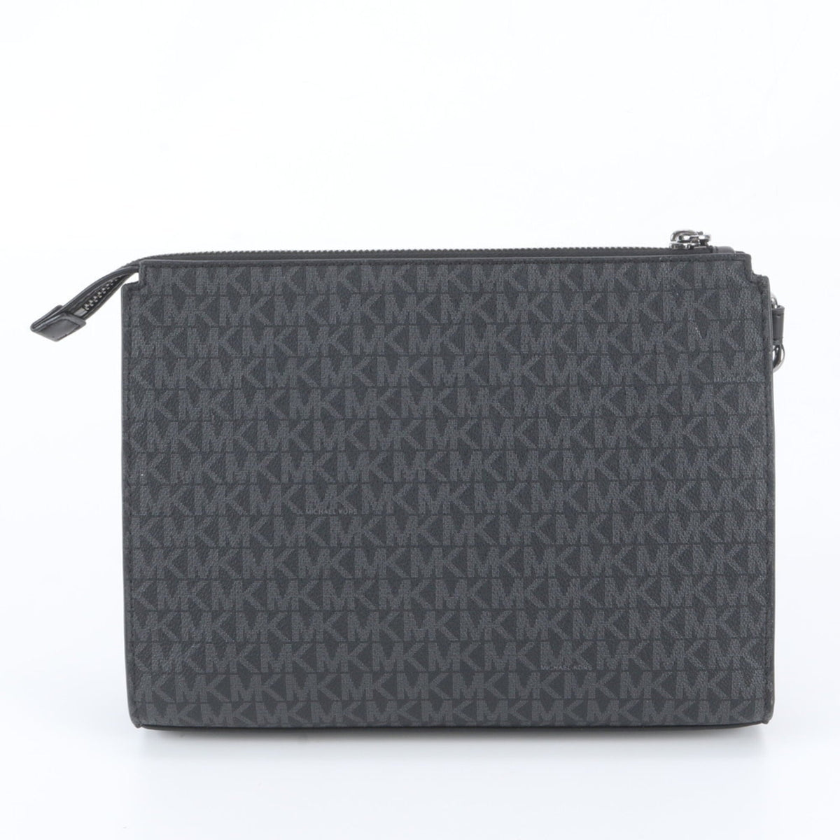 Michael Kors Black Leather Coated Canvas Clutch Bag Pouch (Pre-Owned)