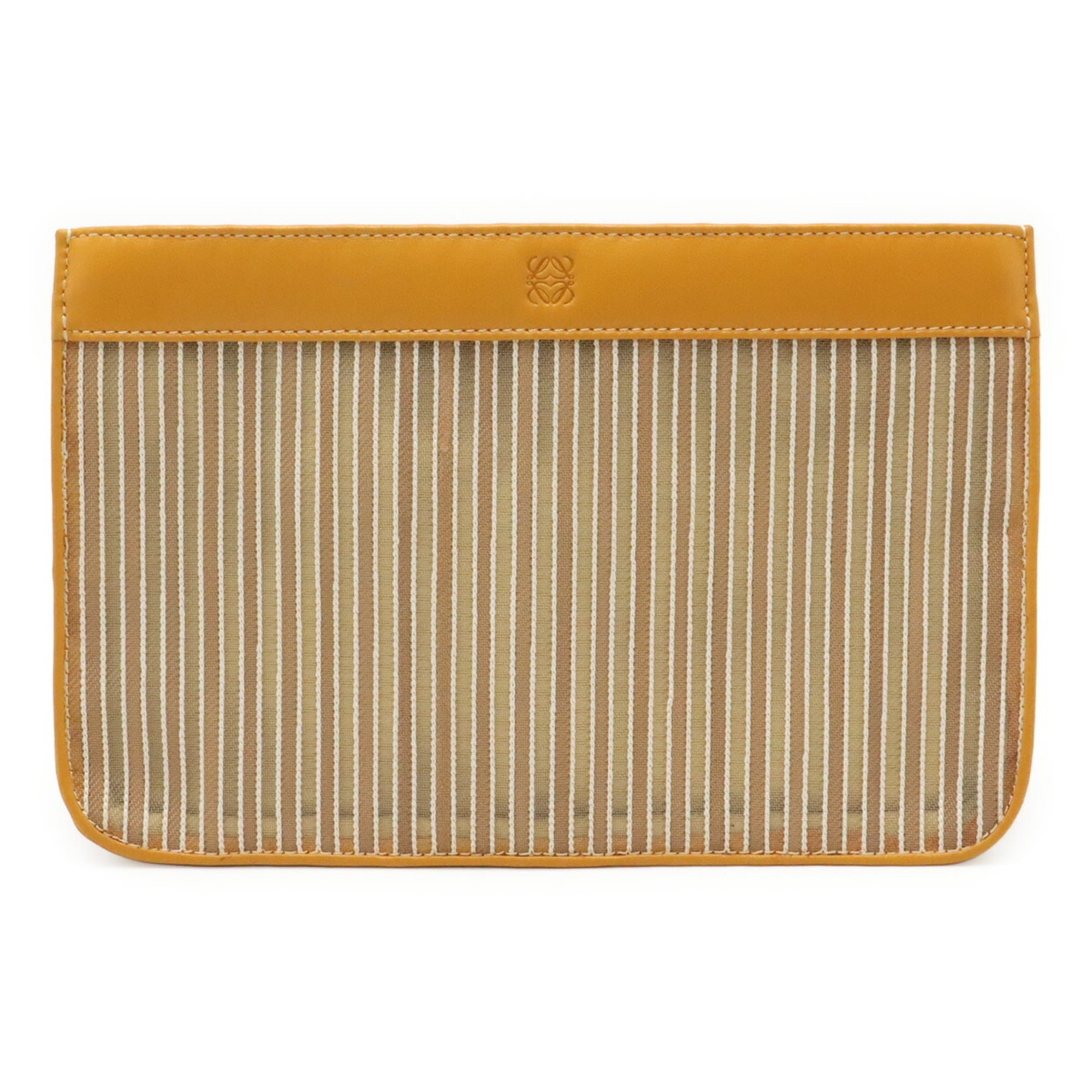 Loewe Mustard Mesh Leather Clutch Bag Pouch (Pre-Owned)