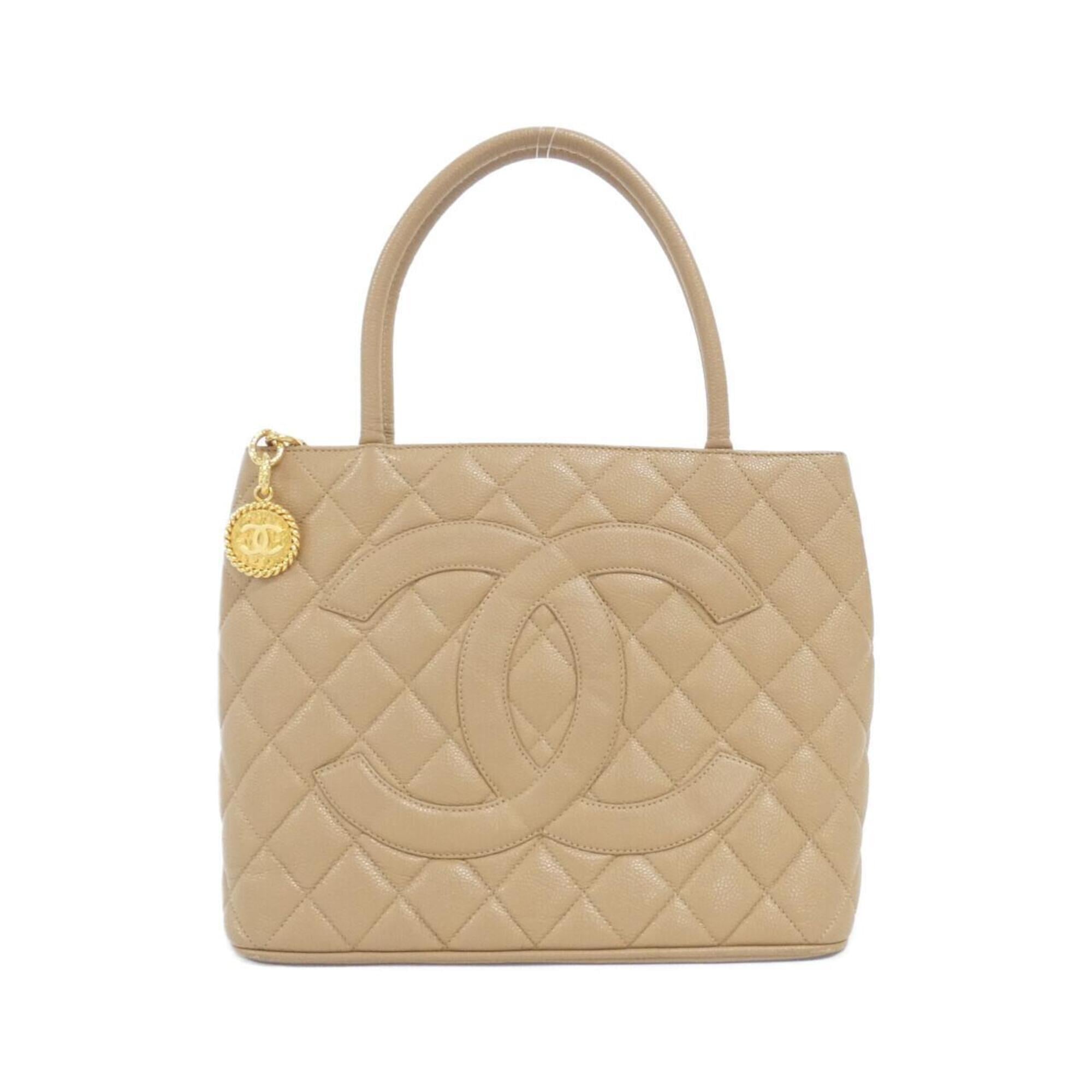 Chanel Beige Grained Calfskin Handbag (Pre-Owned)