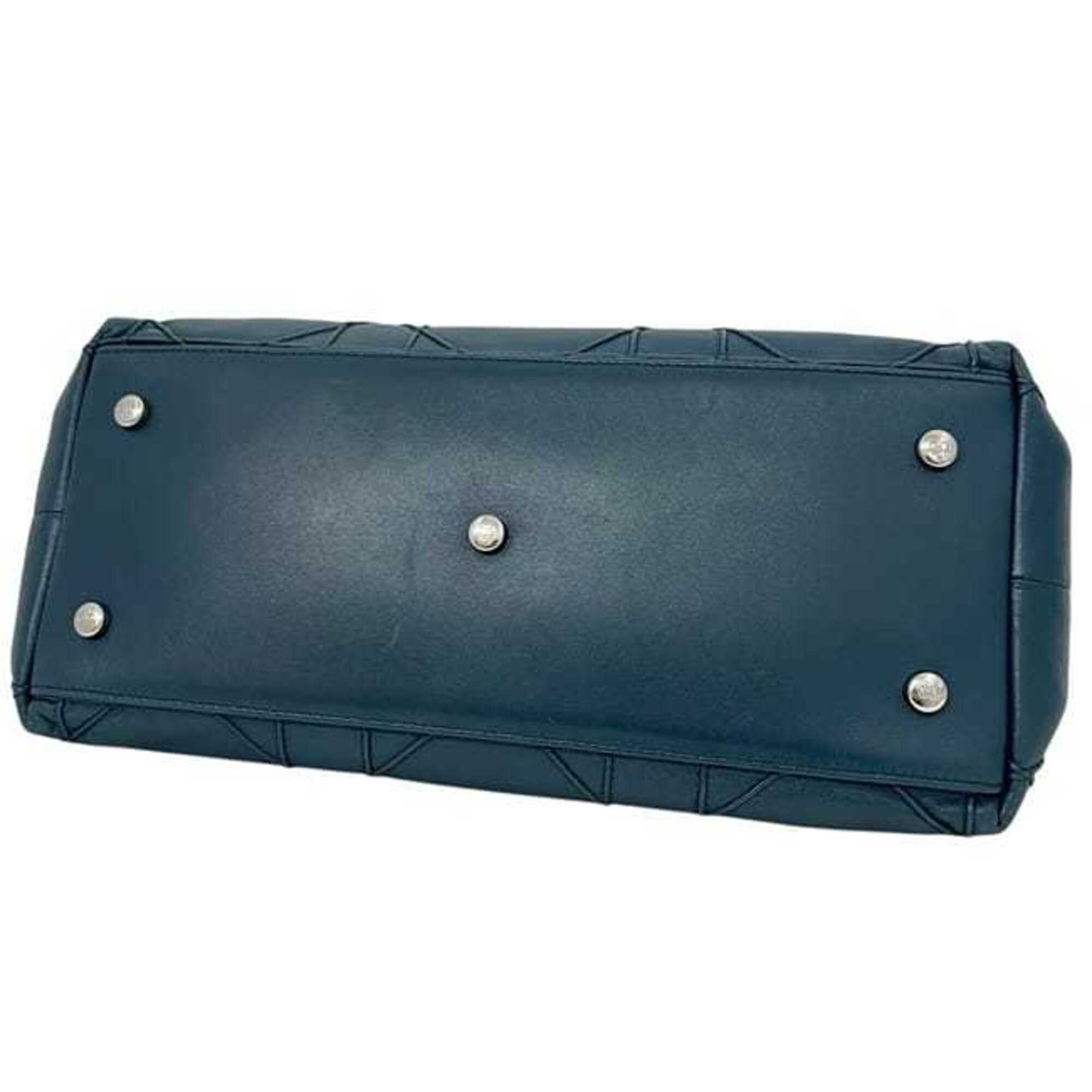 Christian Dior Green Blue Green Leather Handbag Tote Bag (Pre-Owned)