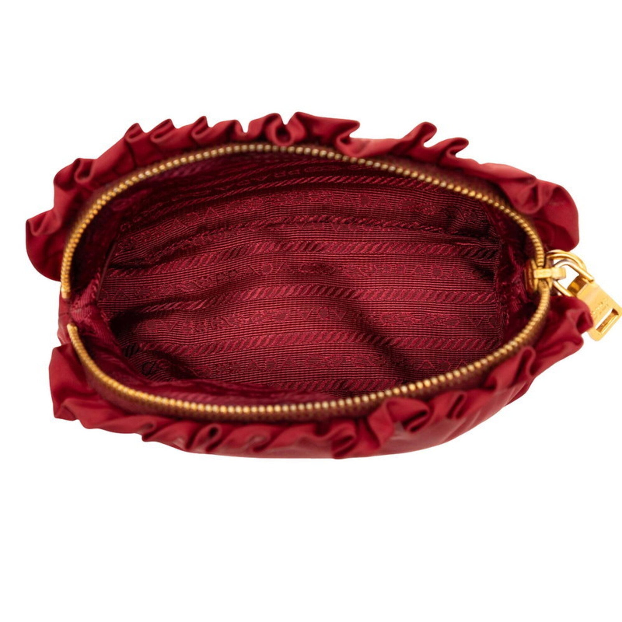 Prada Red Color Wine Nylon Handbag Pouch (Pre-Owned)