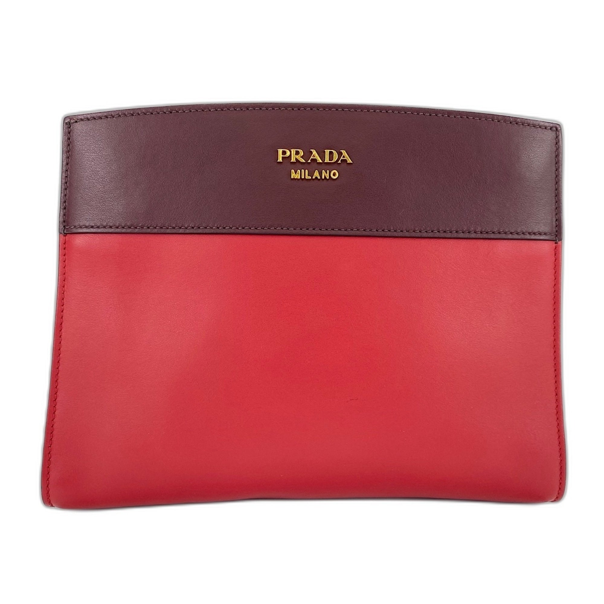 Prada Red Color Leather Shoulder Bag (Pre-Owned)