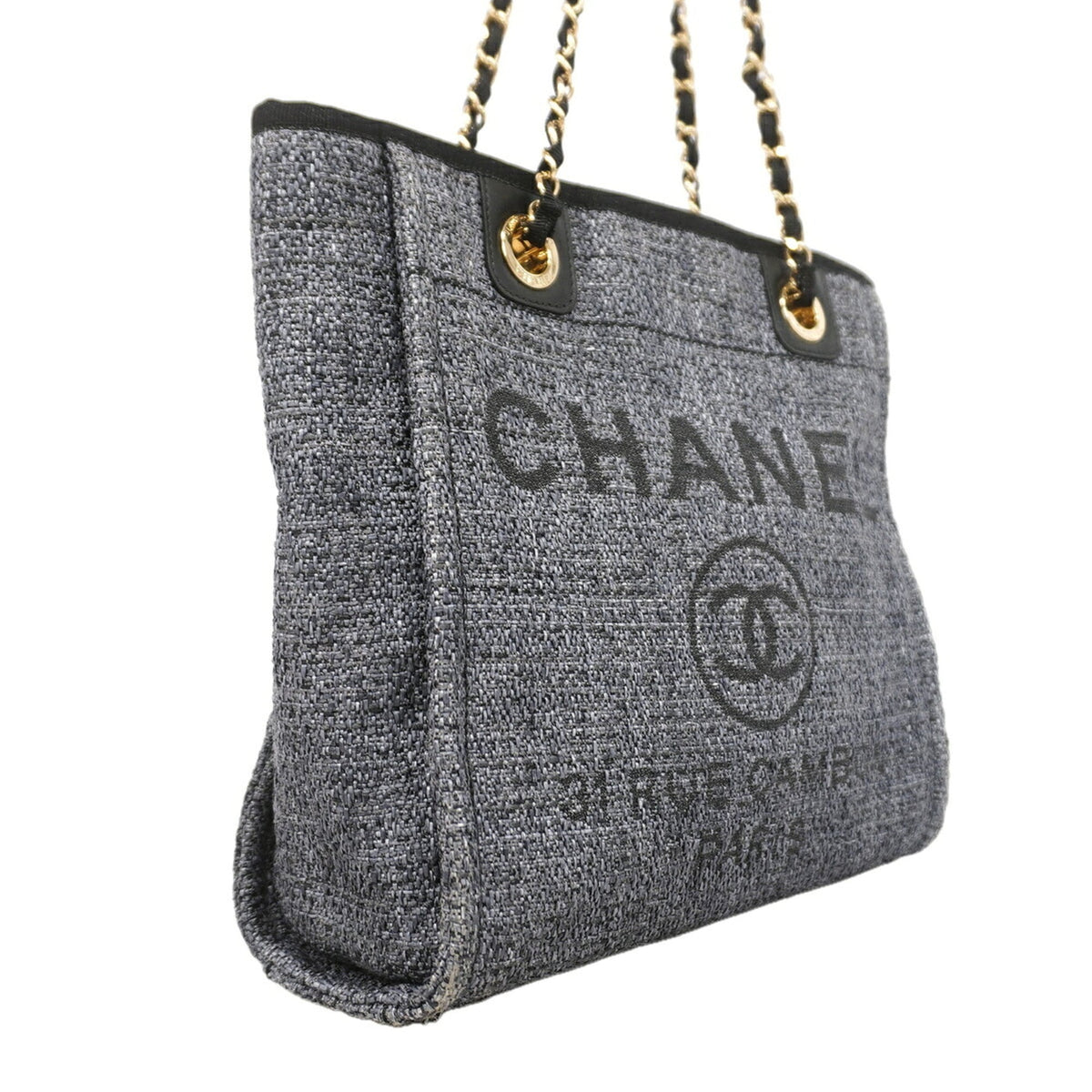 Chanel Gray Raffia Tote Bag (Pre-Owned)