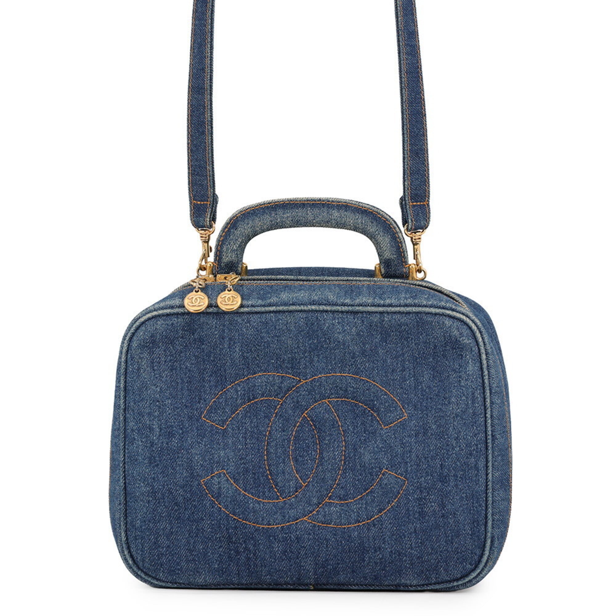 Chanel Blue Denim Handbag Shoulder Bag Vanity Bag (Pre-Owned)