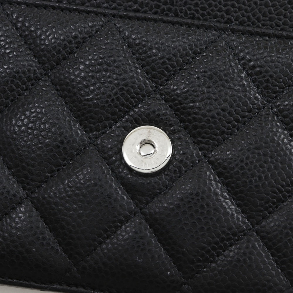 Chanel Black Grained Calfskin Chain/Shoulder Wallet (Pre-Owned)
