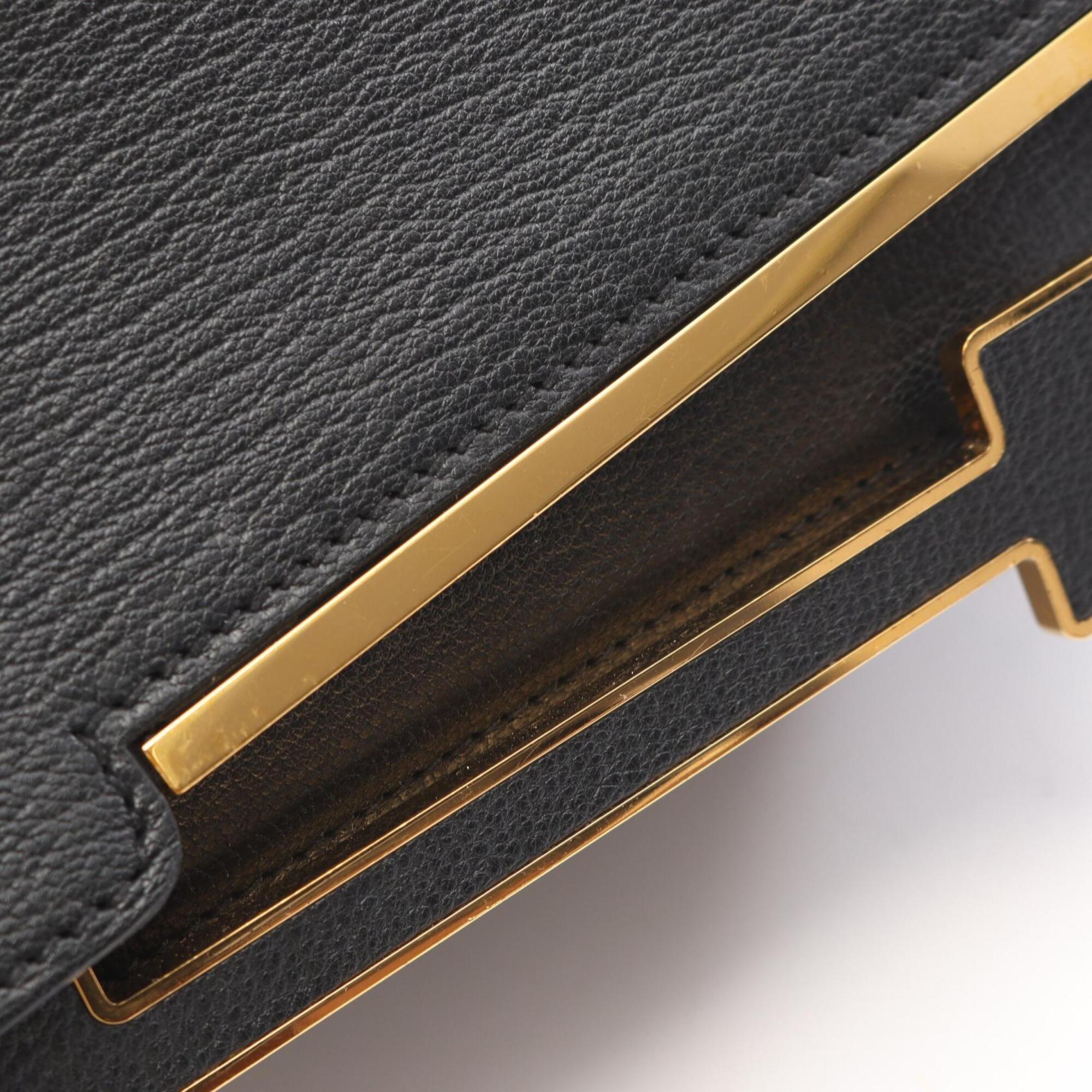 Hermes Black Chevre Leather Shoulder Bag (Pre-Owned)