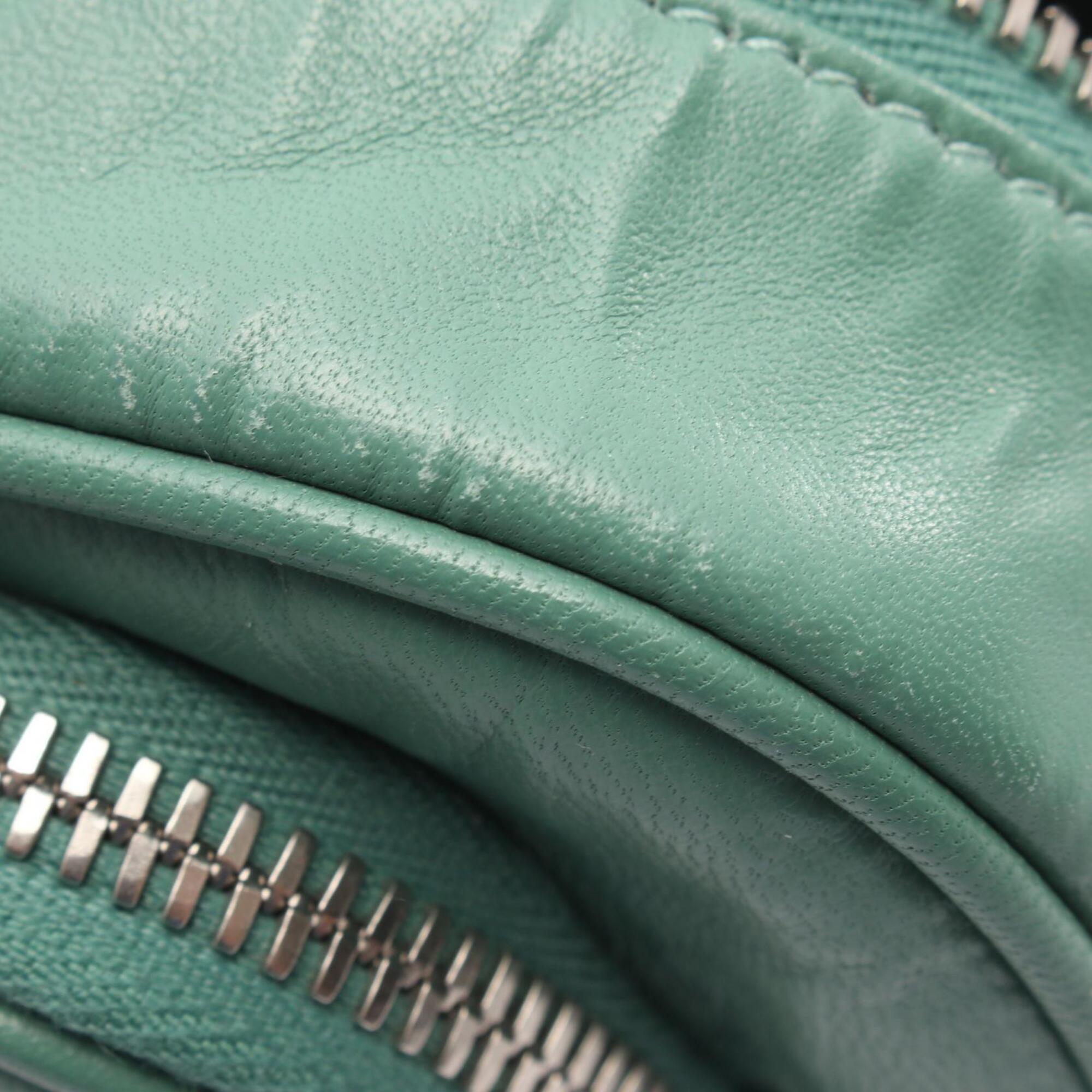 Prada Green Leather Handbag Shoulder Bag (Pre-Owned)