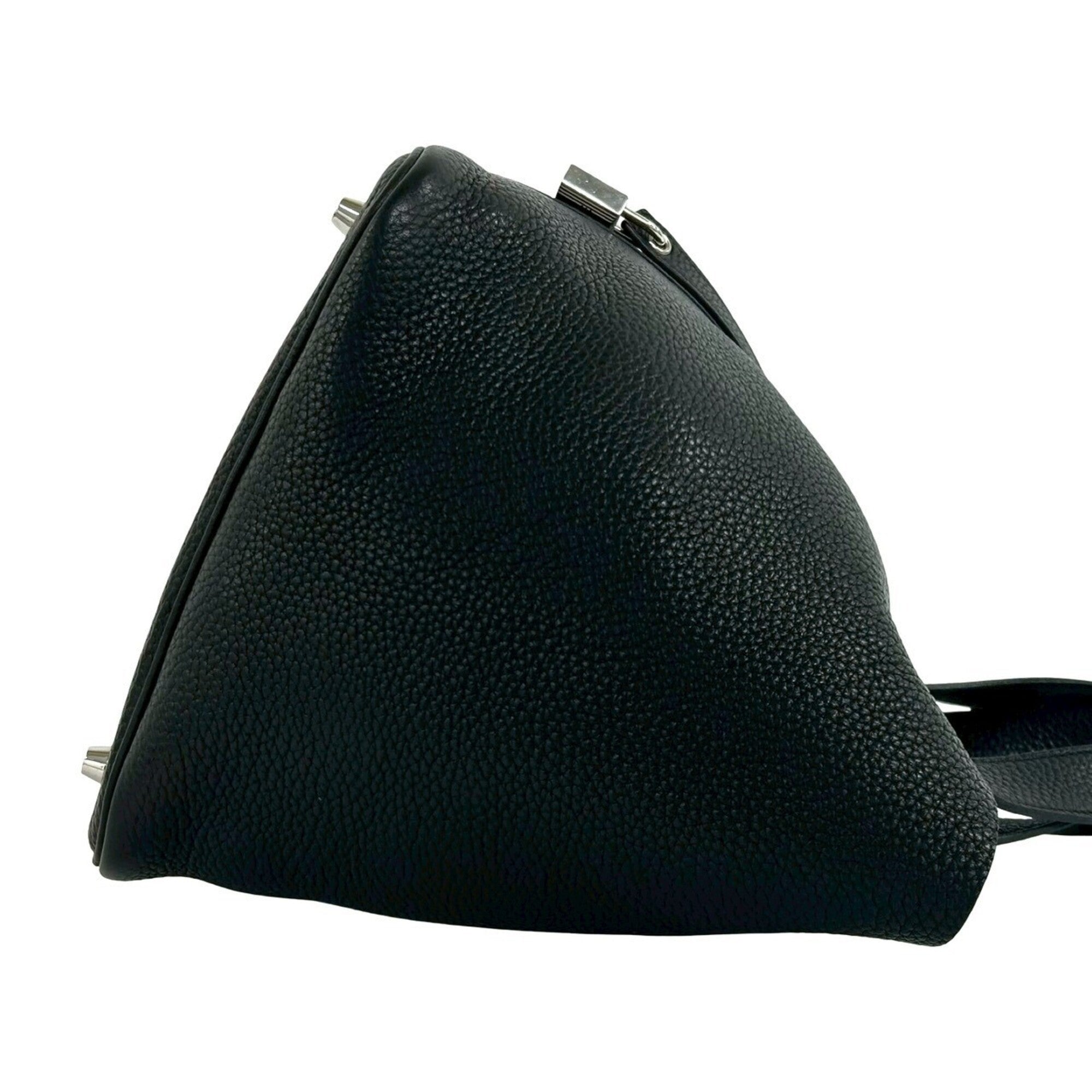 Hermes Black Taurillon Clemence Leather Handbag Tote Bag (Pre-Owned)