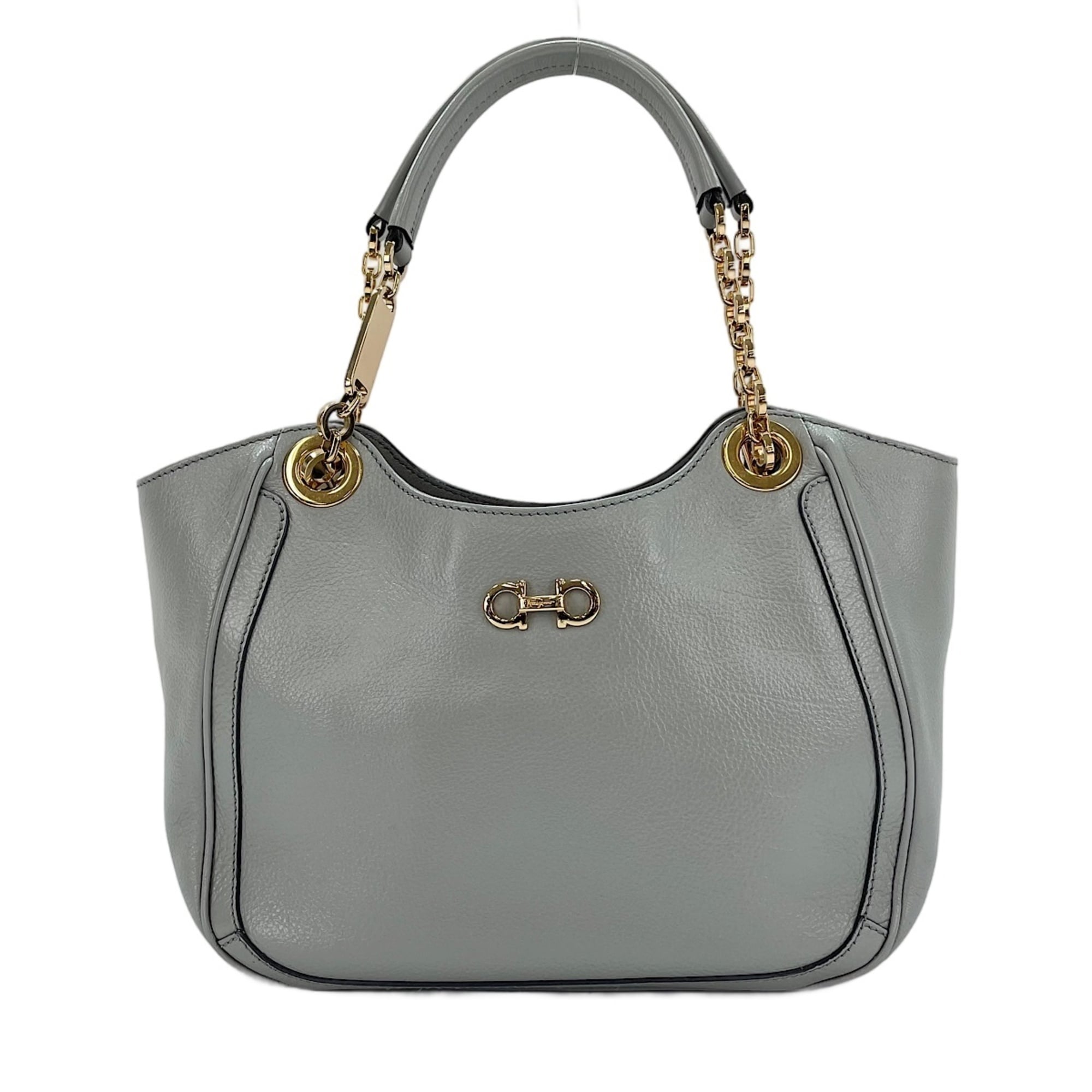 Salvatore Ferragamo Gancini Gray Handbag (Pre-Owned)