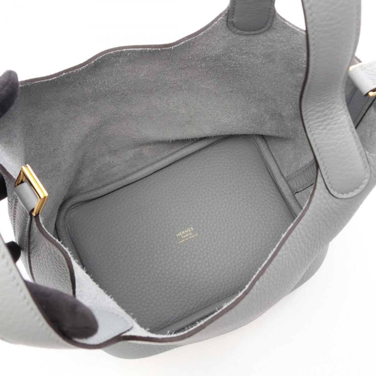 Hermes Gray Taurillon Clemence Leather Leather Handbag (Pre-Owned)