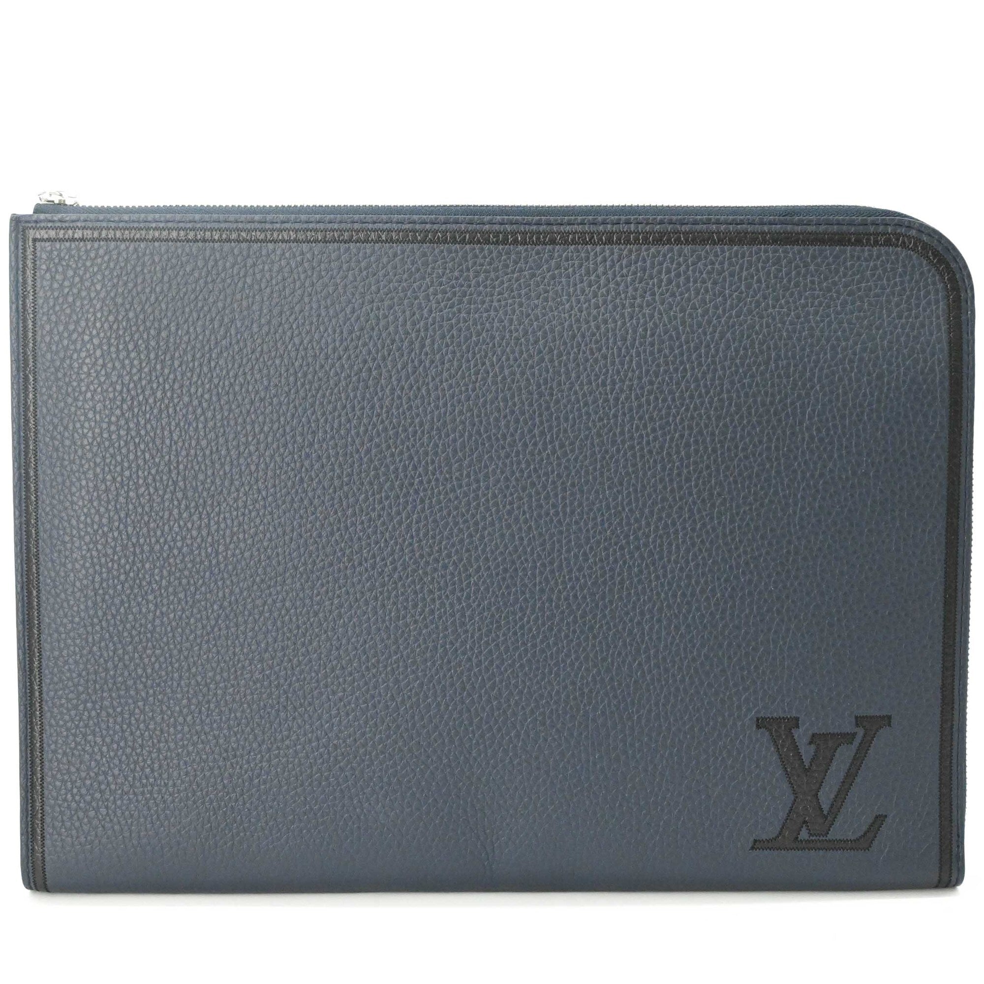 Louis Vuitton Navy Leather Clutch Bag (Pre-Owned)