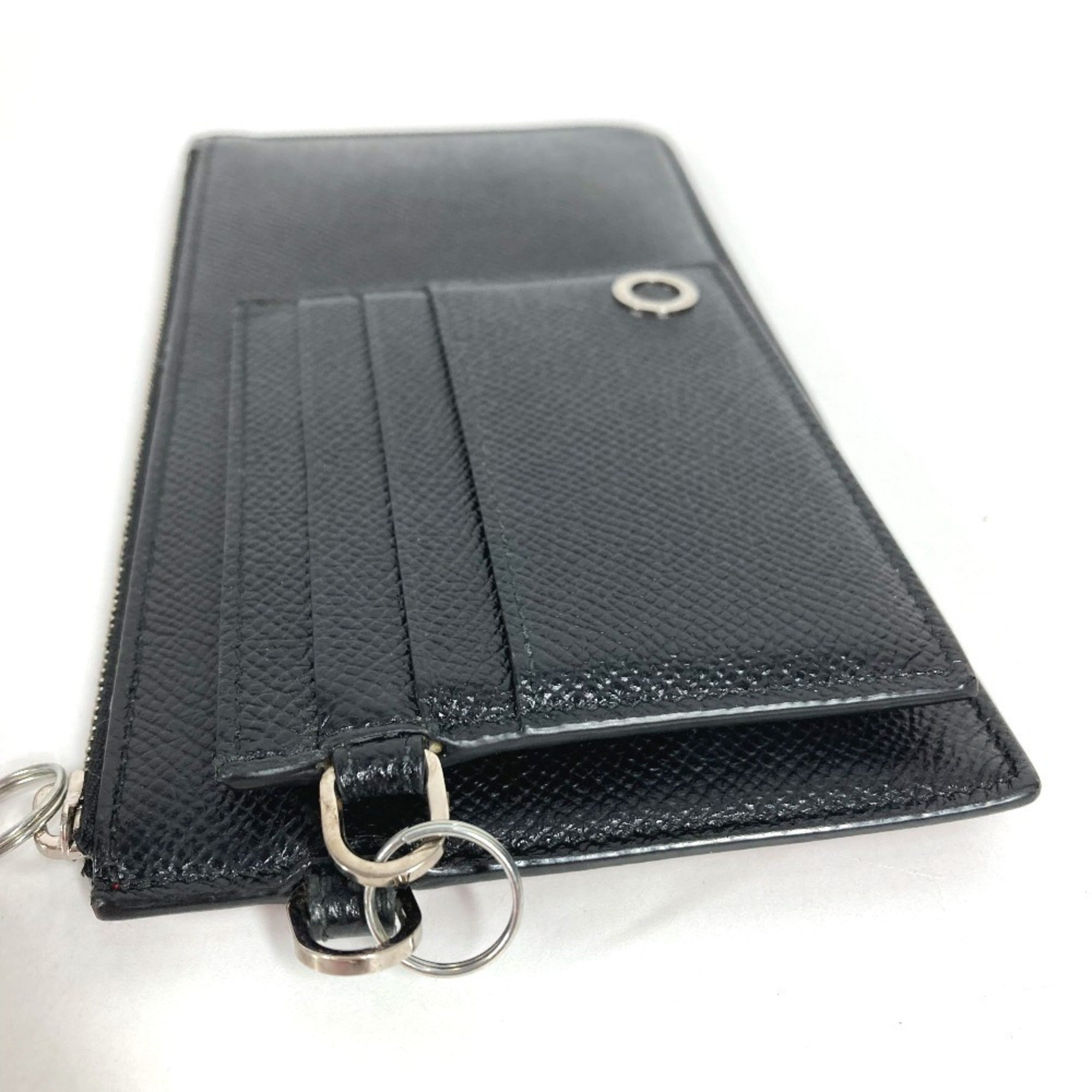 Bvlgari Black Red Color Leather Long Wallet (Bi-Fold) (Pre-Owned)