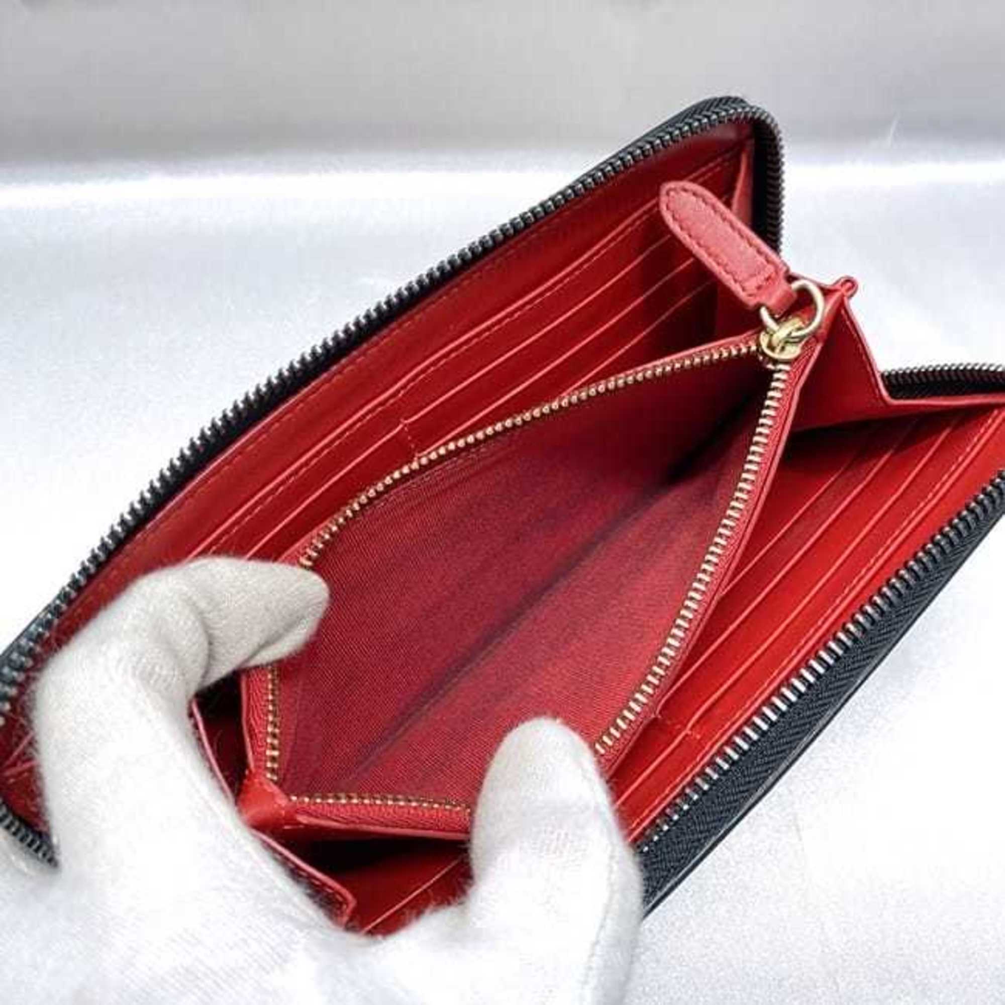 Christian Louboutin Black Pink Yellow Pvc Leather Long Wallet (Bi-Fold) (Pre-Owned)