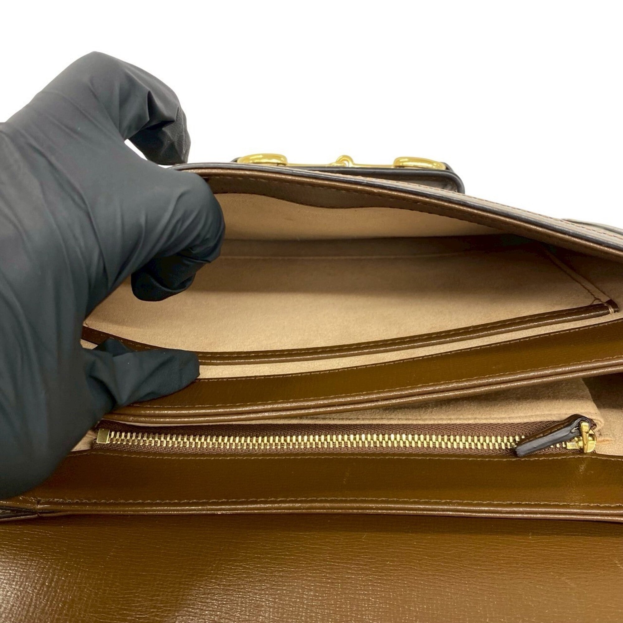 Gucci Brown Leather Elastane Pochette Shoulder Bag (Pre-Owned)