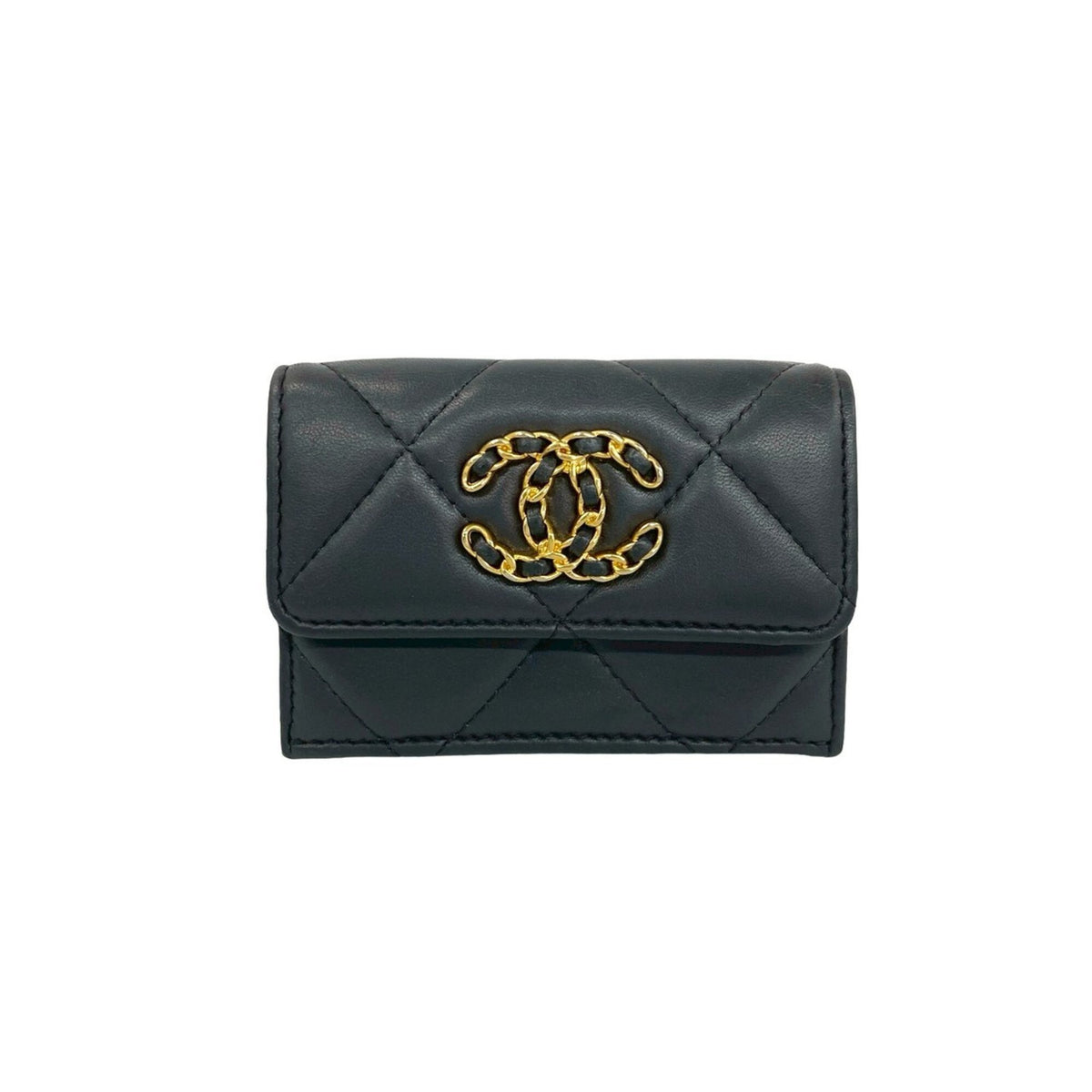 Chanel Gray Leather Wallet (Tri-Fold) (Pre-Owned)