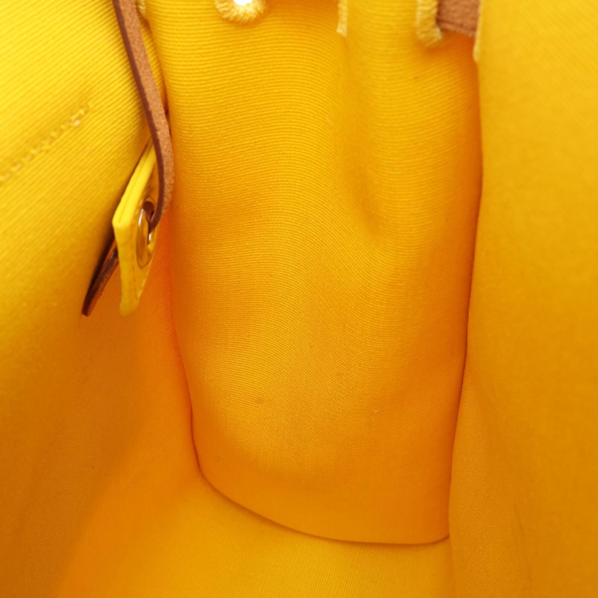 Hermes Brown Natural Yellow Canvas Leather Handbag (Pre-Owned)