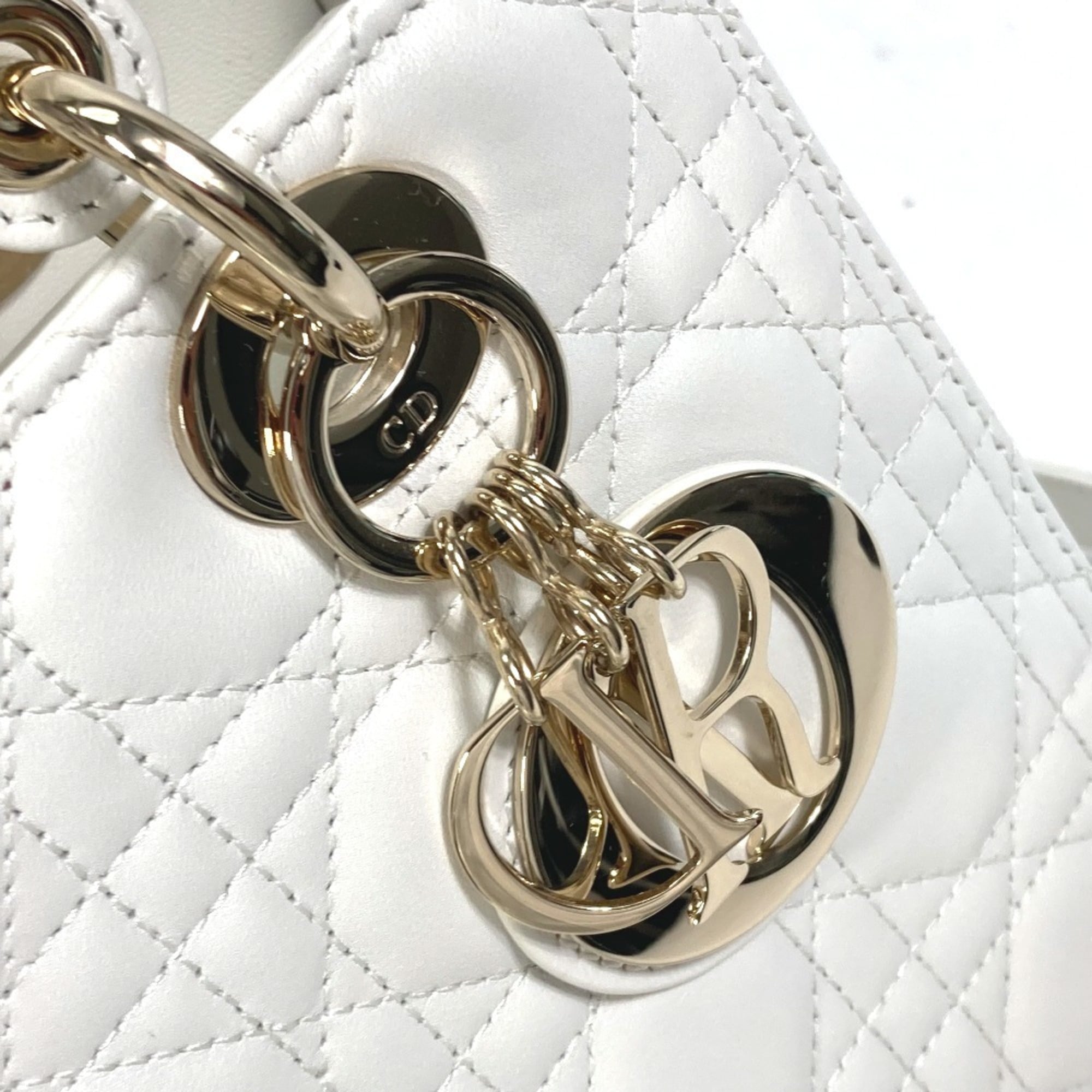 Christian Dior White Leather Handbag Shoulder Bag (Pre-Owned)