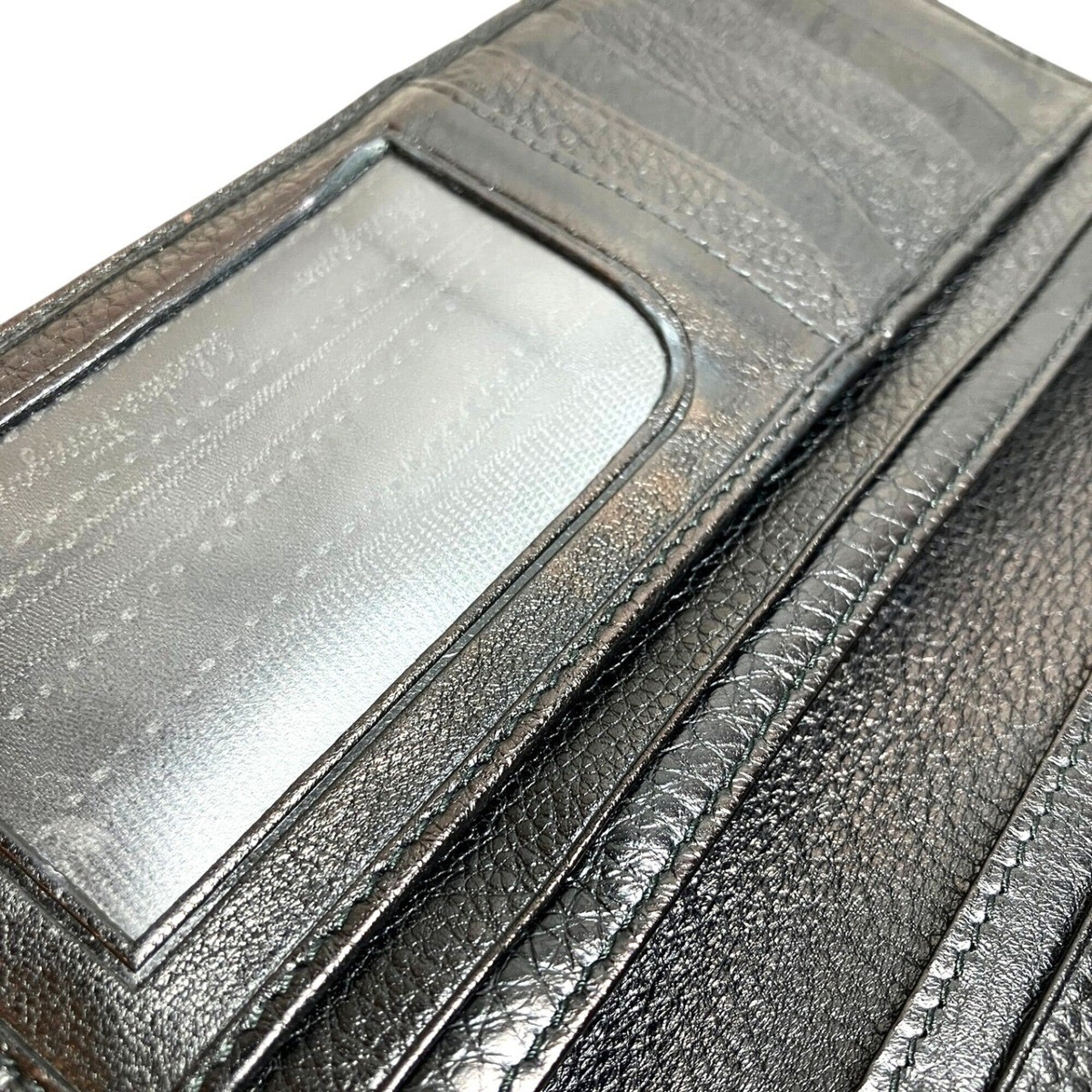 Salvatore Ferragamo Black Leather Long Wallet (Bi-Fold) (Pre-Owned)