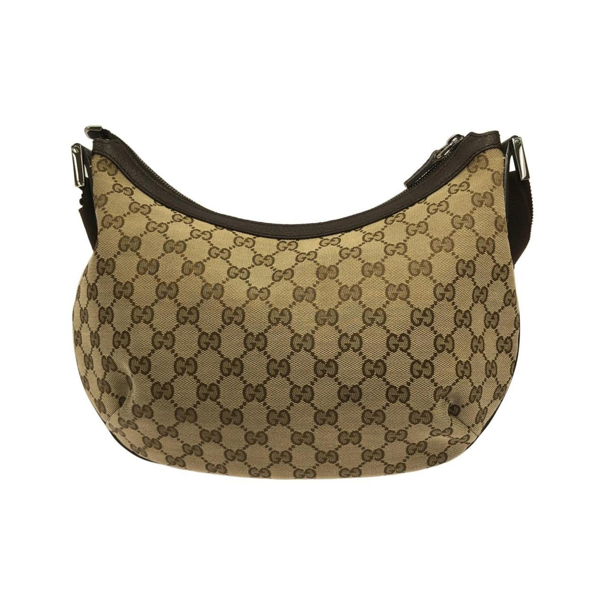 Gucci Beige Dark Brown Gg Canvas Shoulder Bag (Pre-Owned)