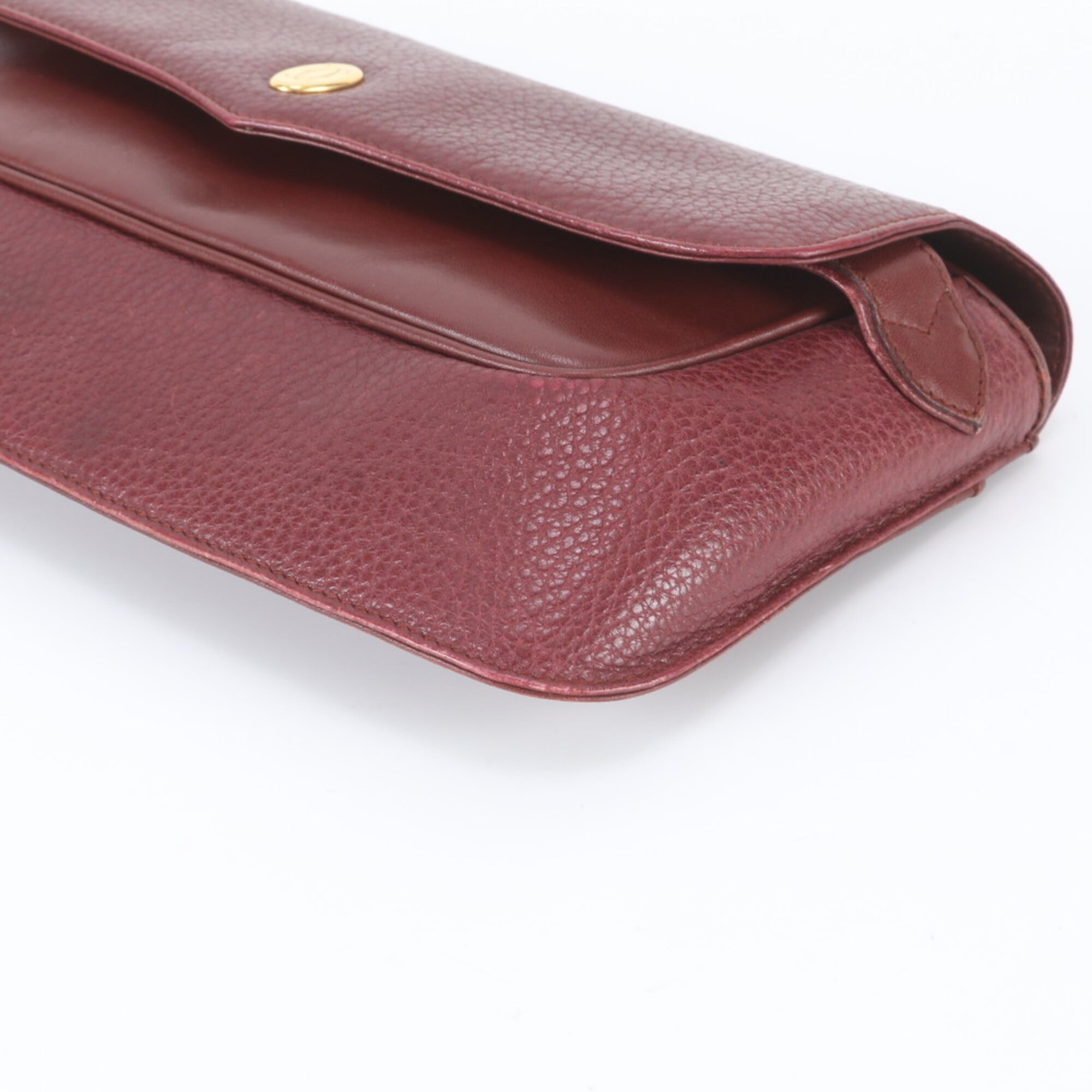 Cartier Wine Red Leather Clutch Bag Handbag Pouch (Pre-Owned)