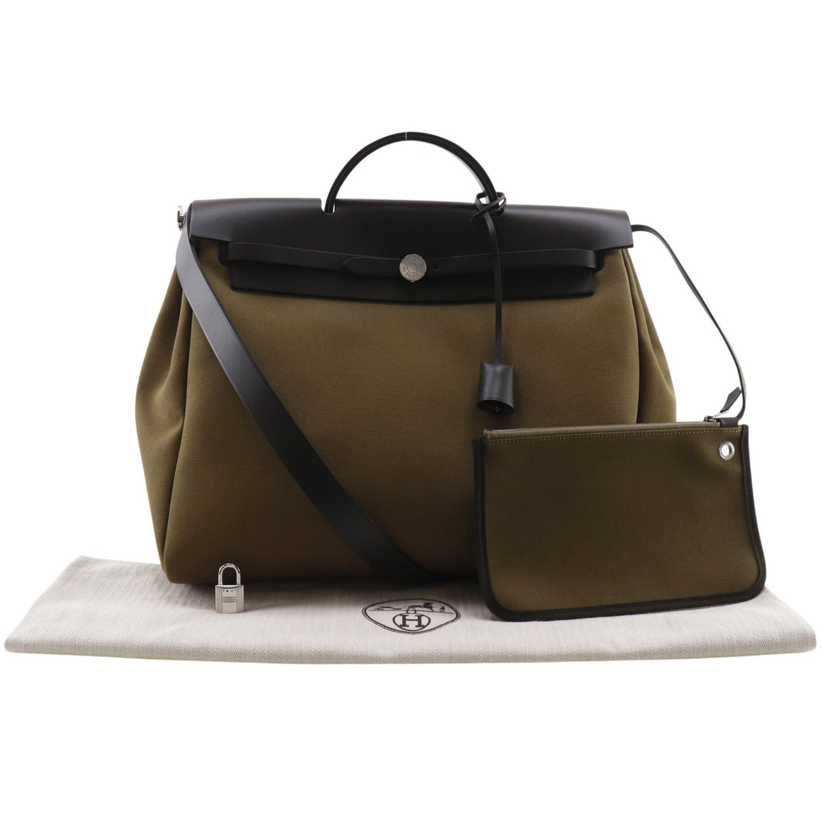 Hermes Her Bag Black Leather Handbag Pouch (Pre-Owned)