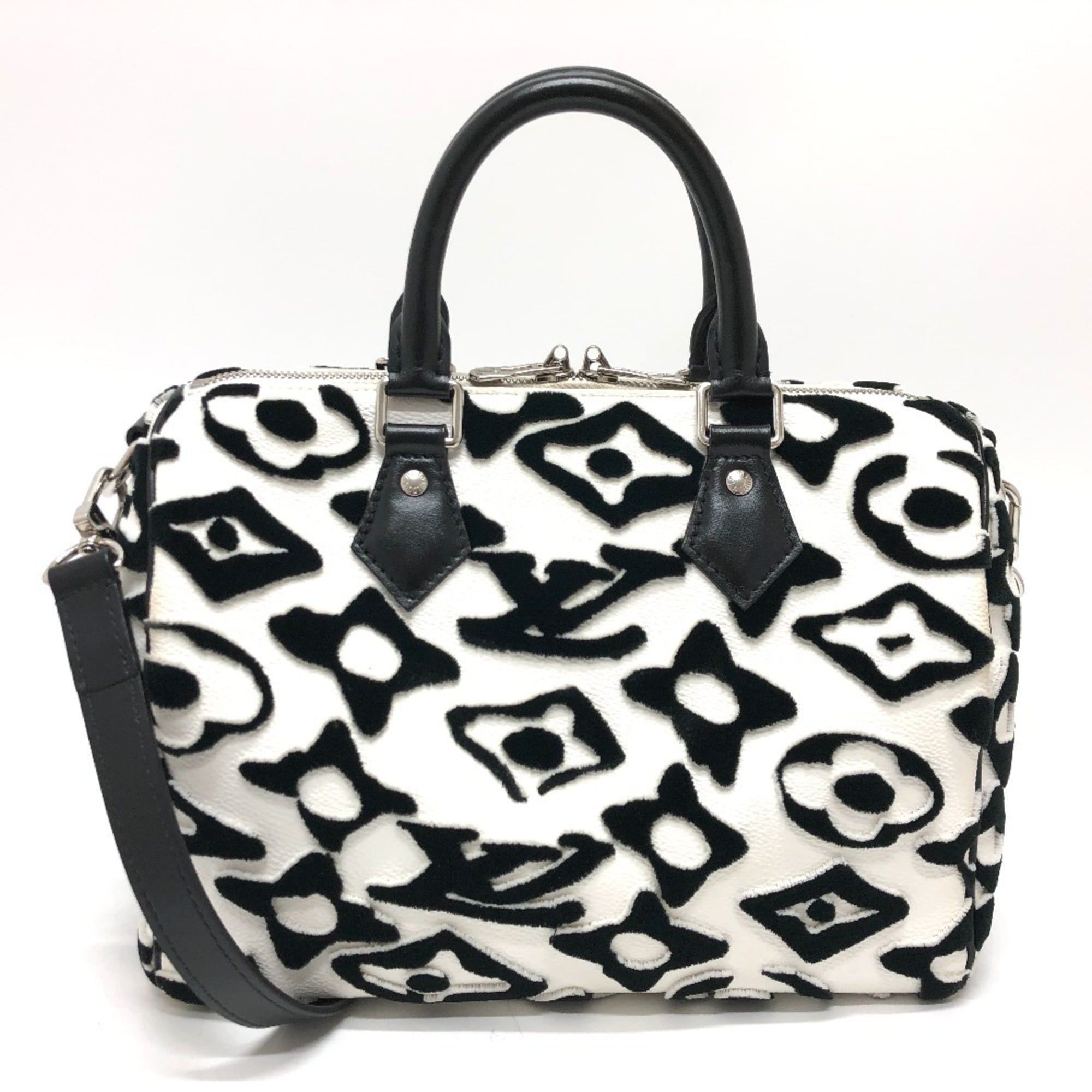 Louis Vuitton Black Monogram White Monogram Boston Bag (Pre-Owned)