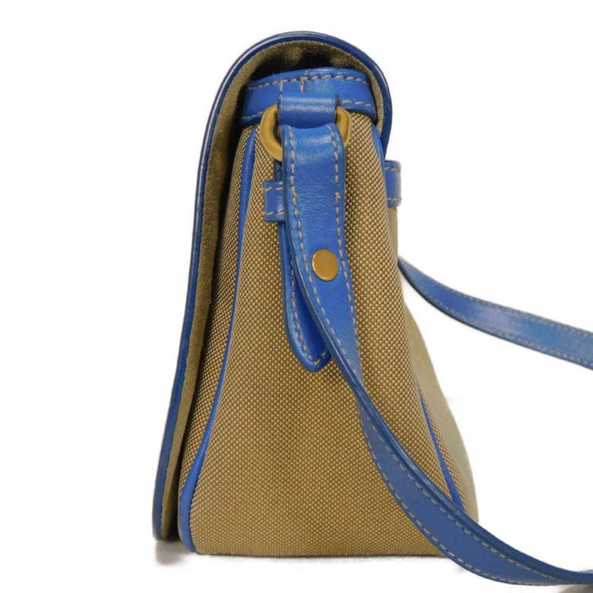 Prada Brown Canvas Leather Shoulder Bag (Pre-Owned)