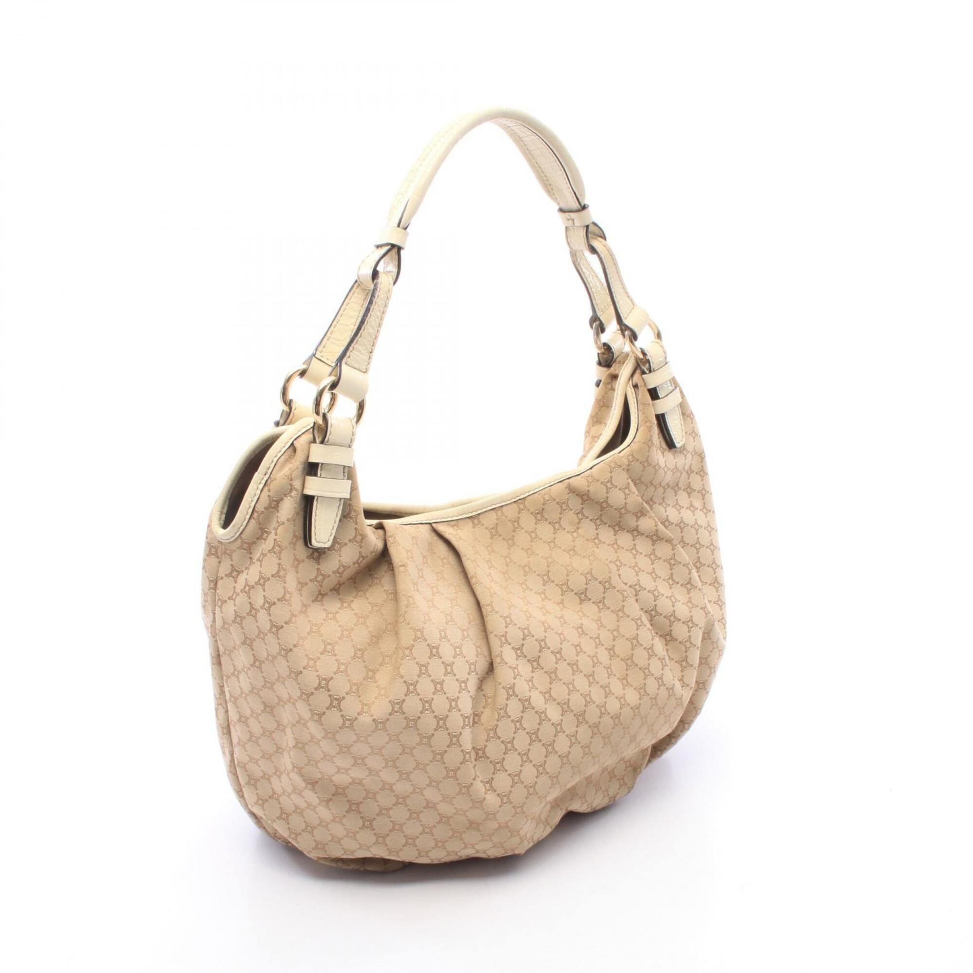 Celine Beige Ivory Canvas Leather Shoulder Bag (Pre-Owned)