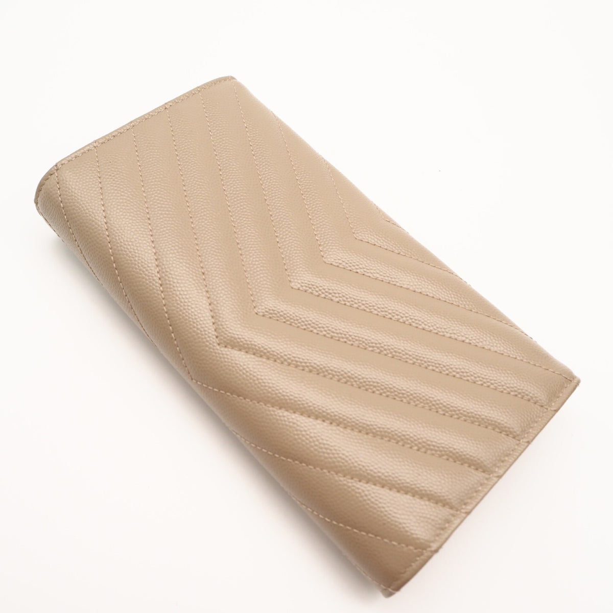 Yves Saint Laurent Beige Leather Long Wallet (Bi-Fold) (Pre-Owned)
