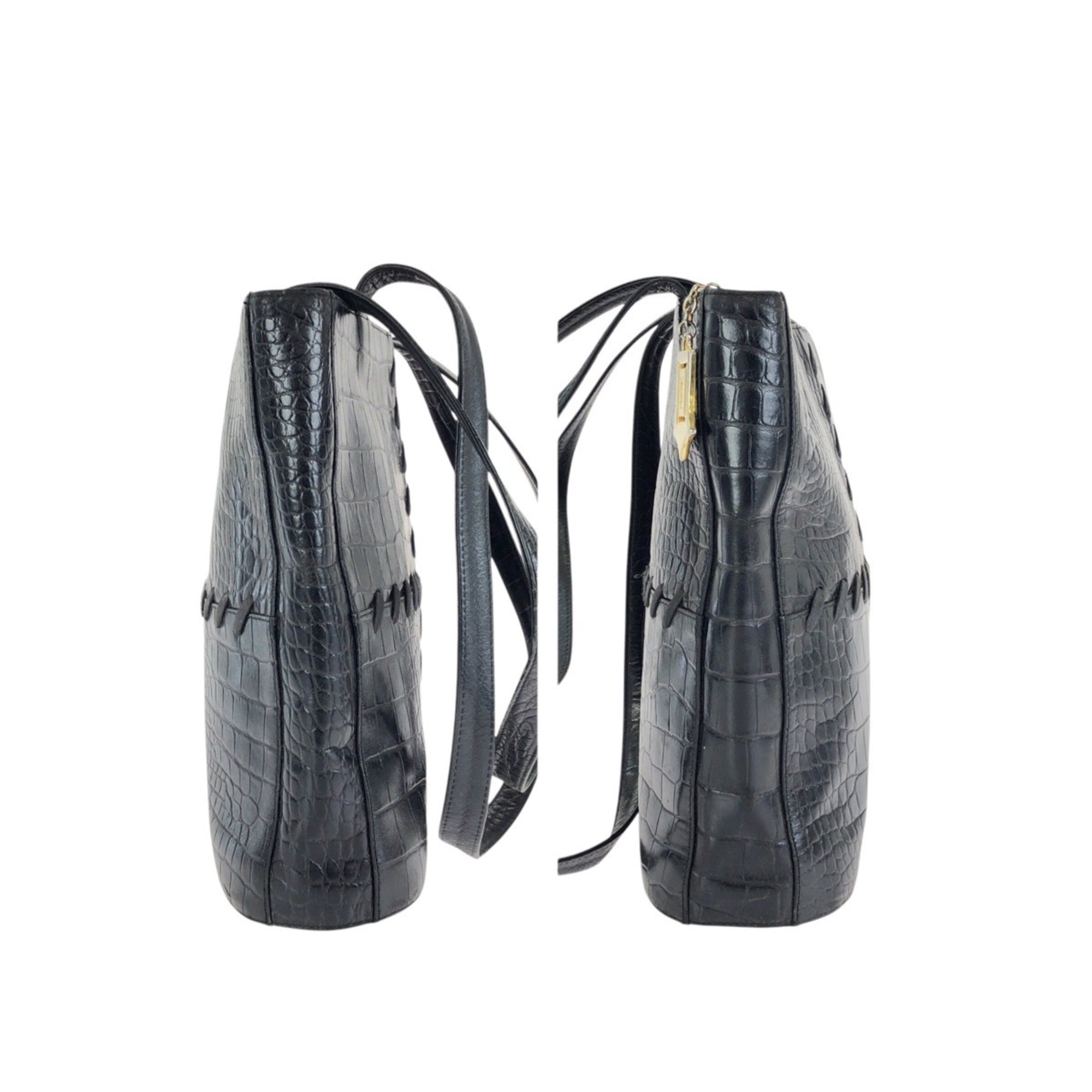 Yves Saint Laurent Black Leather Shoulder Bag Tote Bag (Pre-Owned)