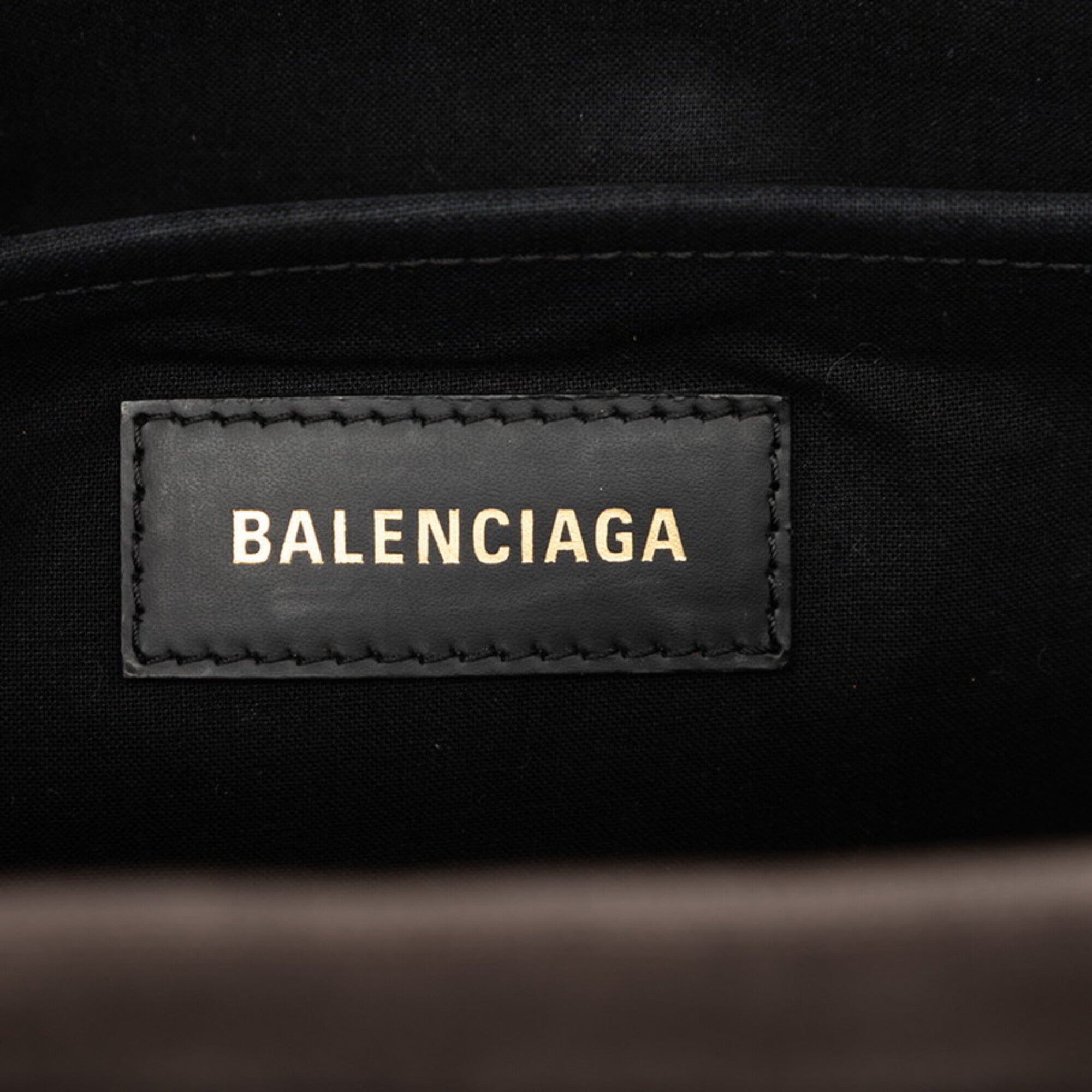 Balenciaga Dark Brown Canvas Leather Shoulder Bag Tote Bag (Pre-Owned)