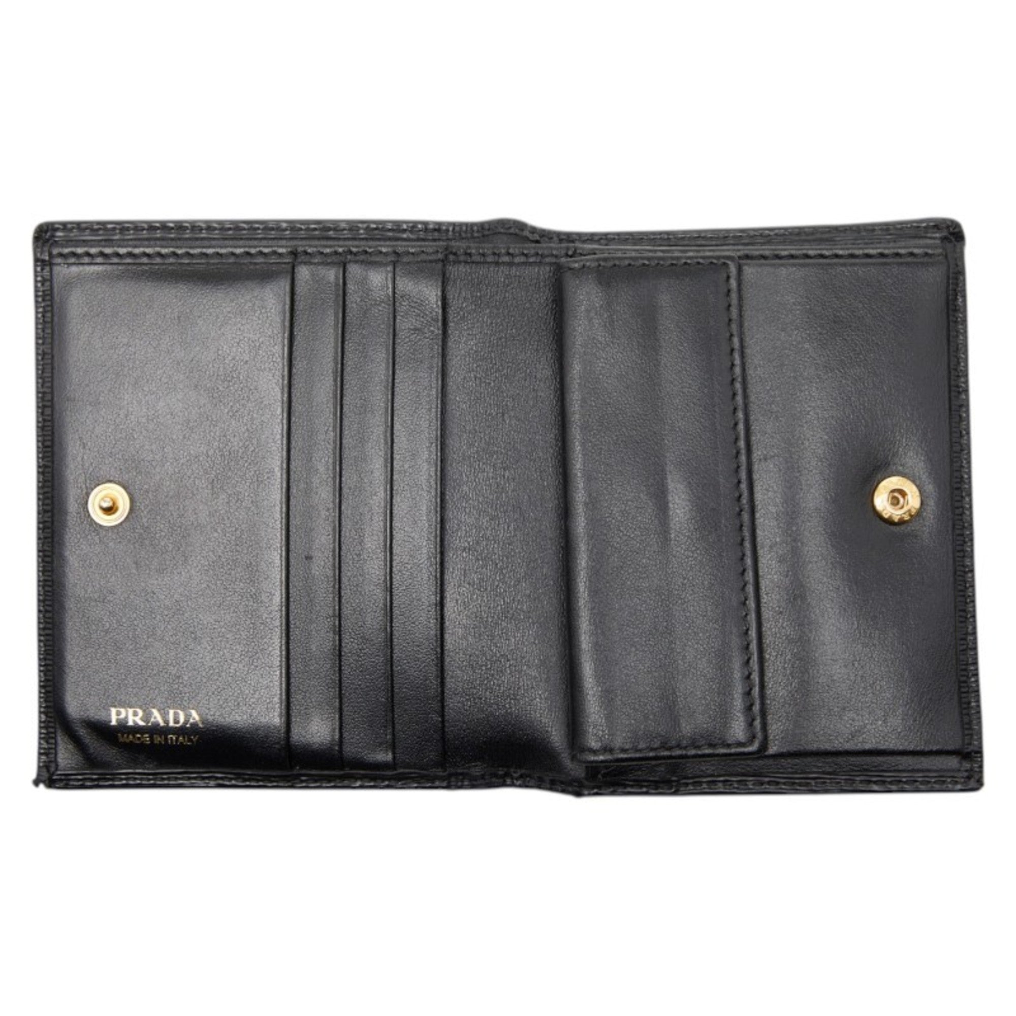 Prada Black Saffiano Triangle Leather Wallet (Bi-Fold) (Pre-Owned)