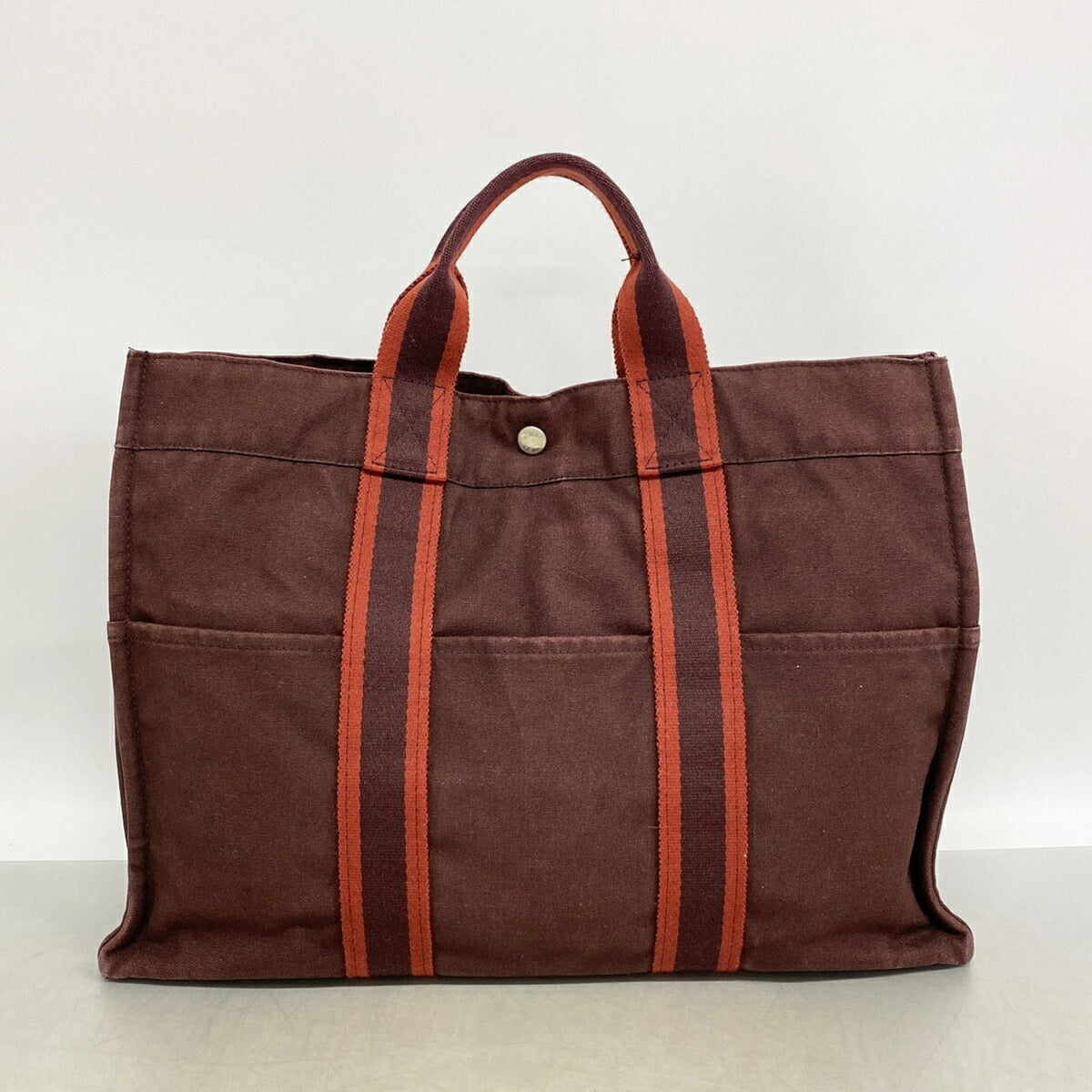 Hermes Brown Canvas Tote Bag (Pre-Owned)
