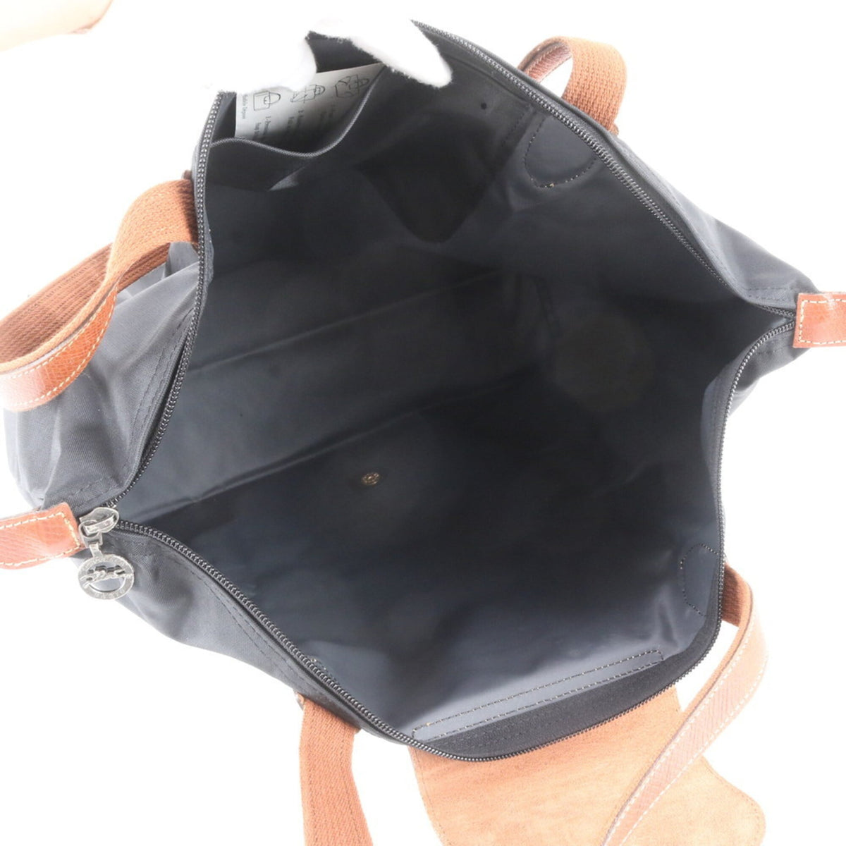 Longchamp Black Leather Nylon Shoulder Bag Tote Bag (Pre-Owned)