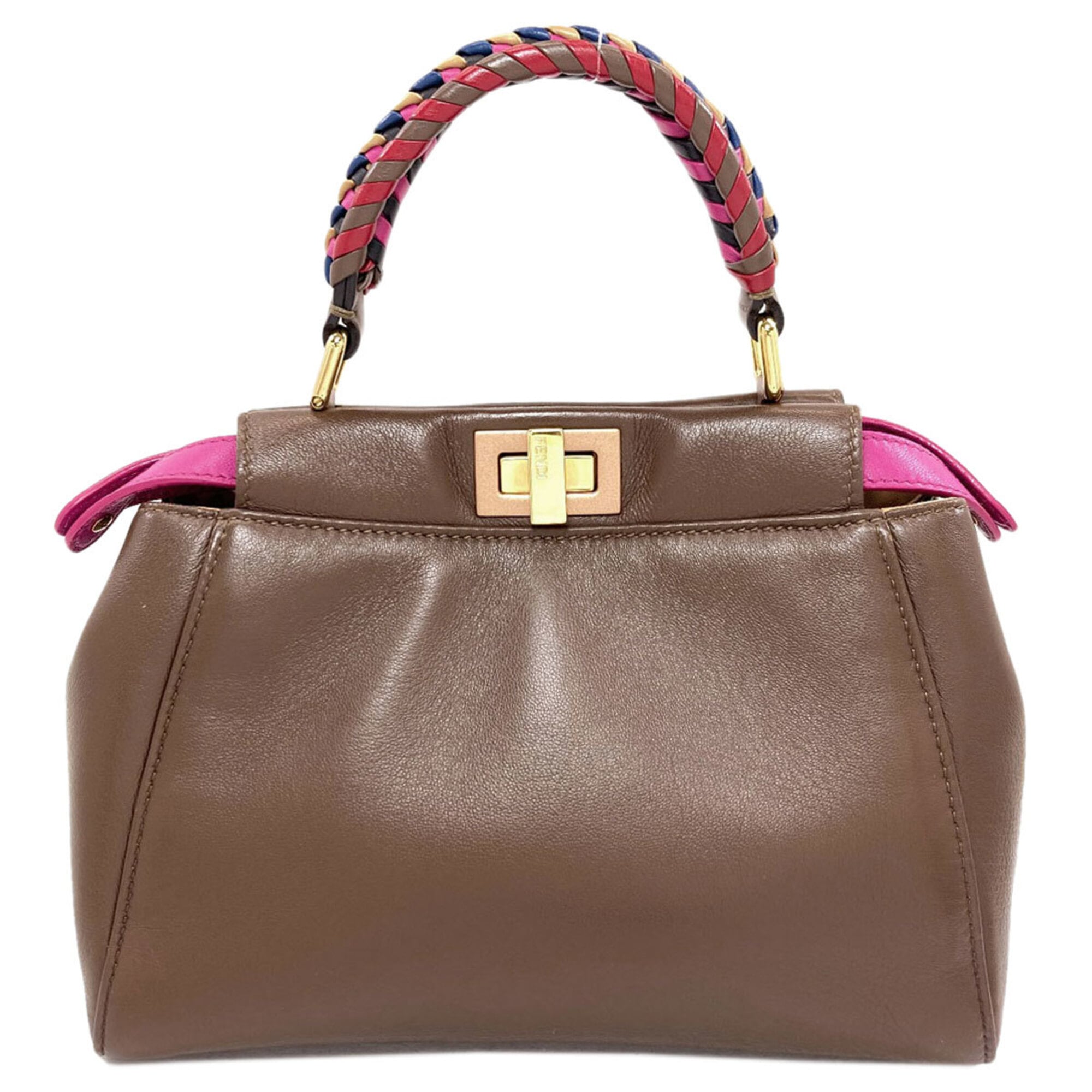 Fendi Brown Pink Leather Handbag (Pre-Owned)