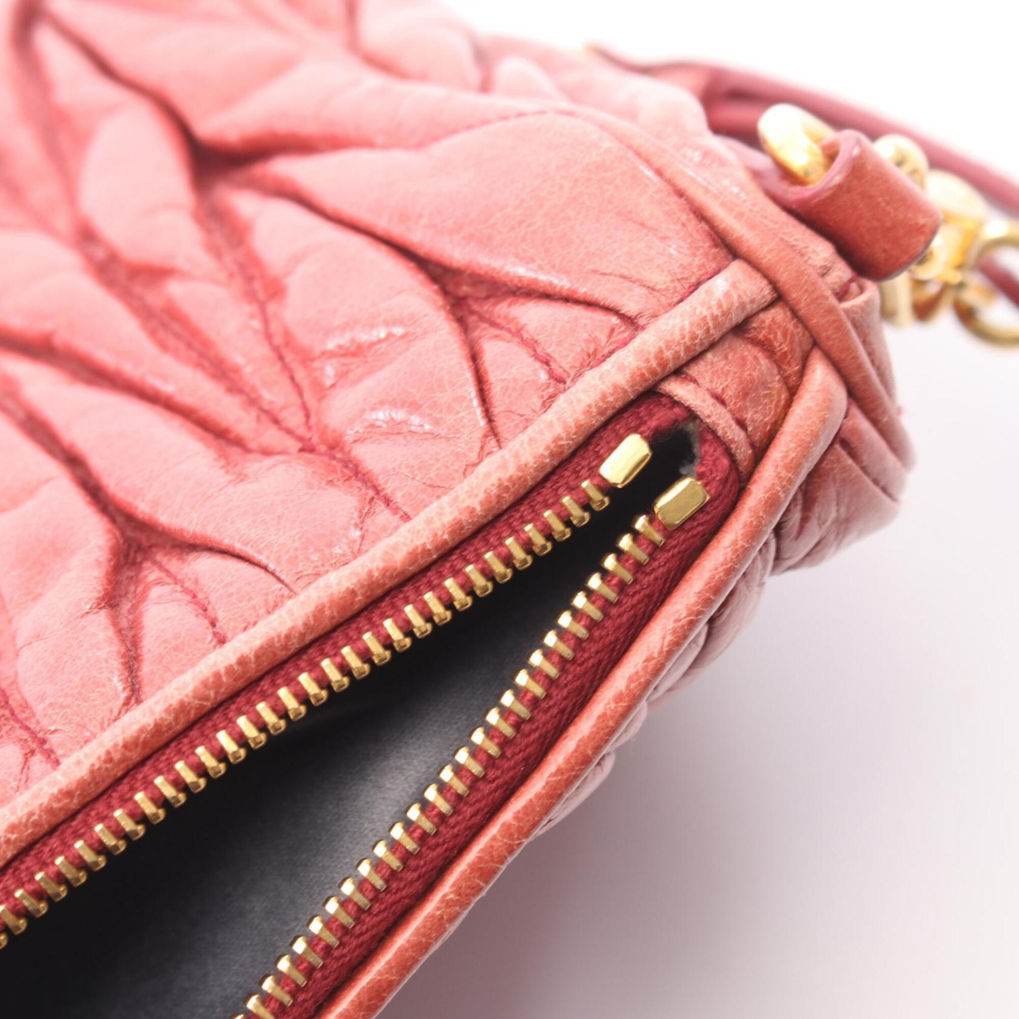 Miu Miu Matelasse Pink Leather Handbag Shoulder Bag (Pre-Owned)