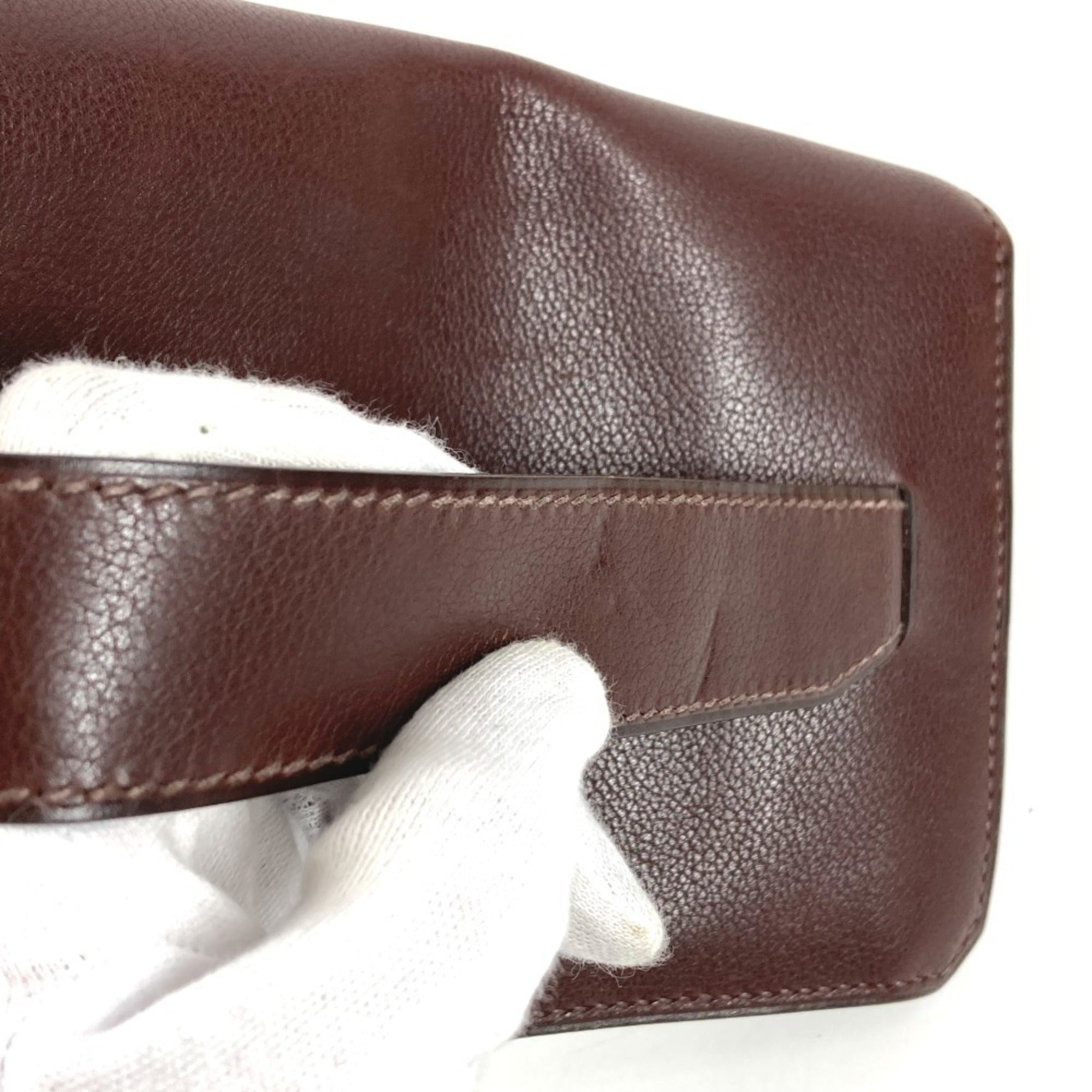 Hermes Brown Leather Clutch Bag Handbag Pouch (Pre-Owned)