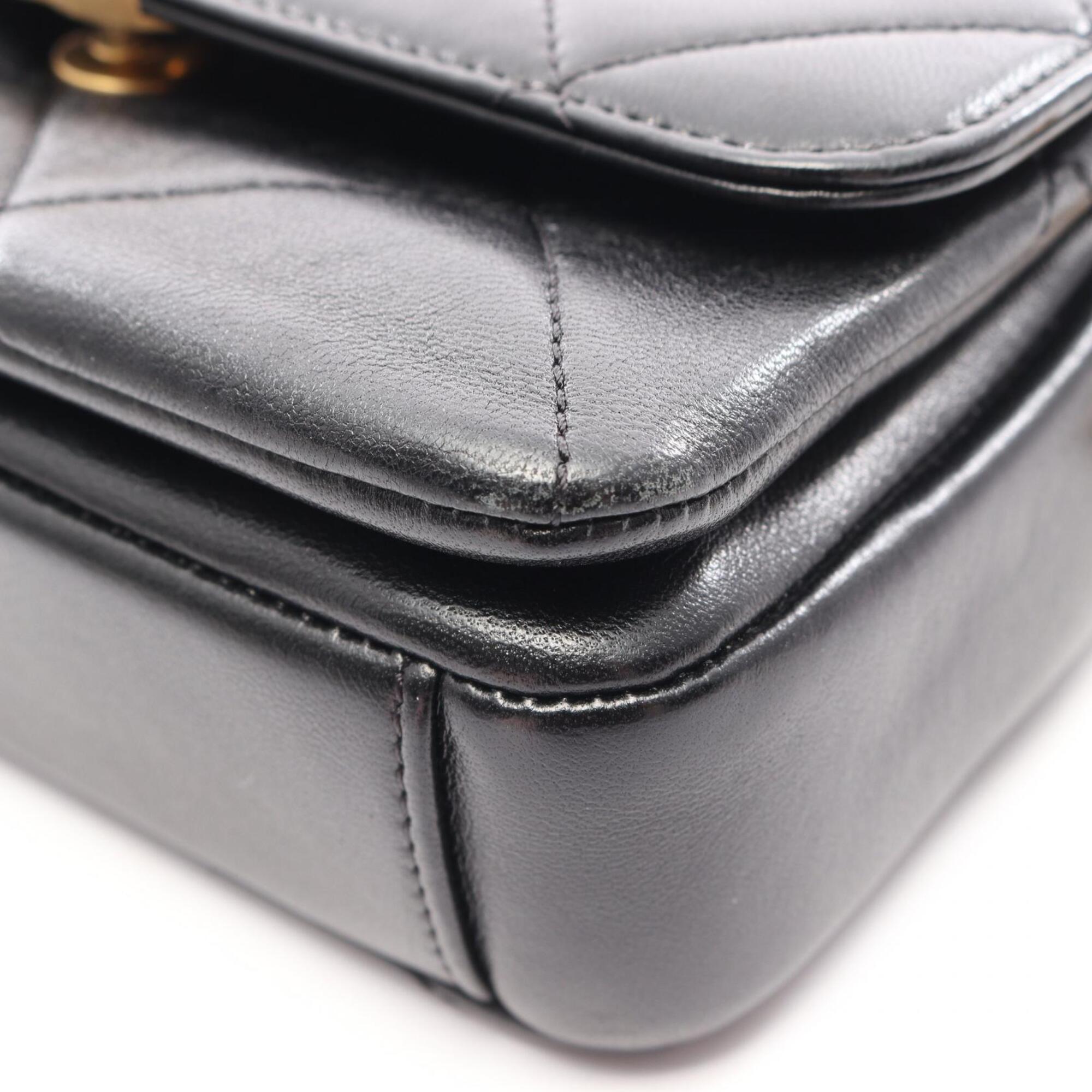 Chanel Black Leather Handbag Shoulder Bag (Pre-Owned)